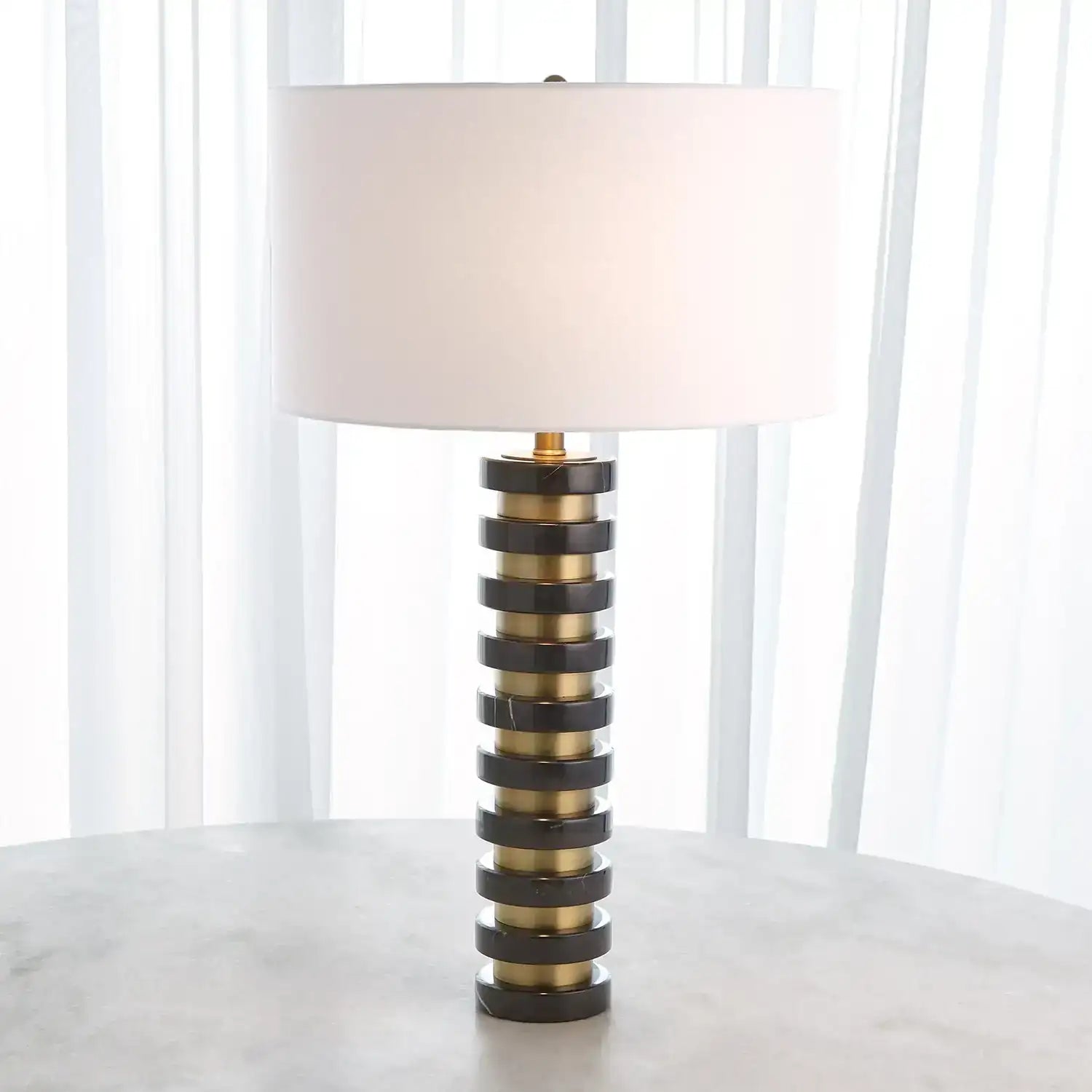 GLOBAL VIEWS, MARBLE STACK LAMP, TABLE LAMPS