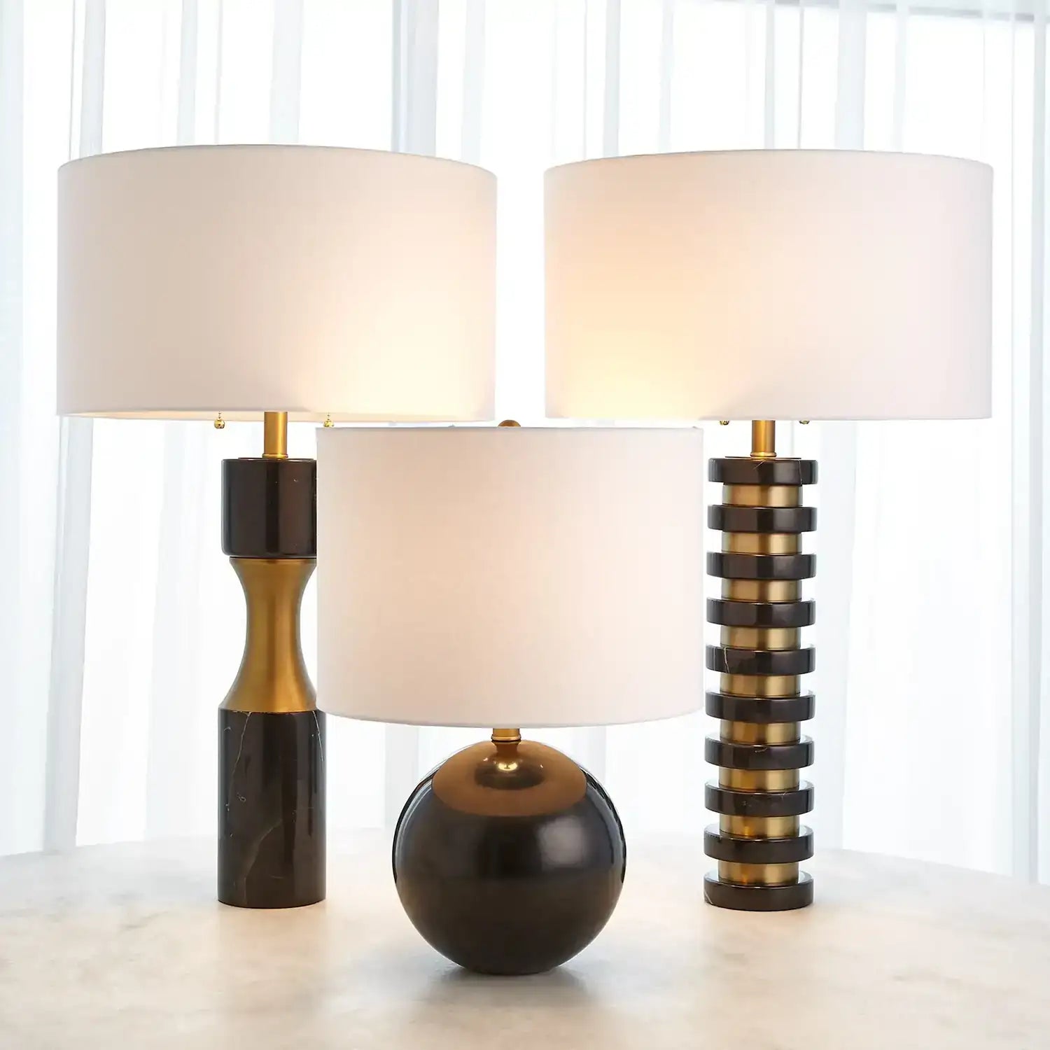 GLOBAL VIEWS, MARBLE SPHERE LAMP, TABLE LAMPS