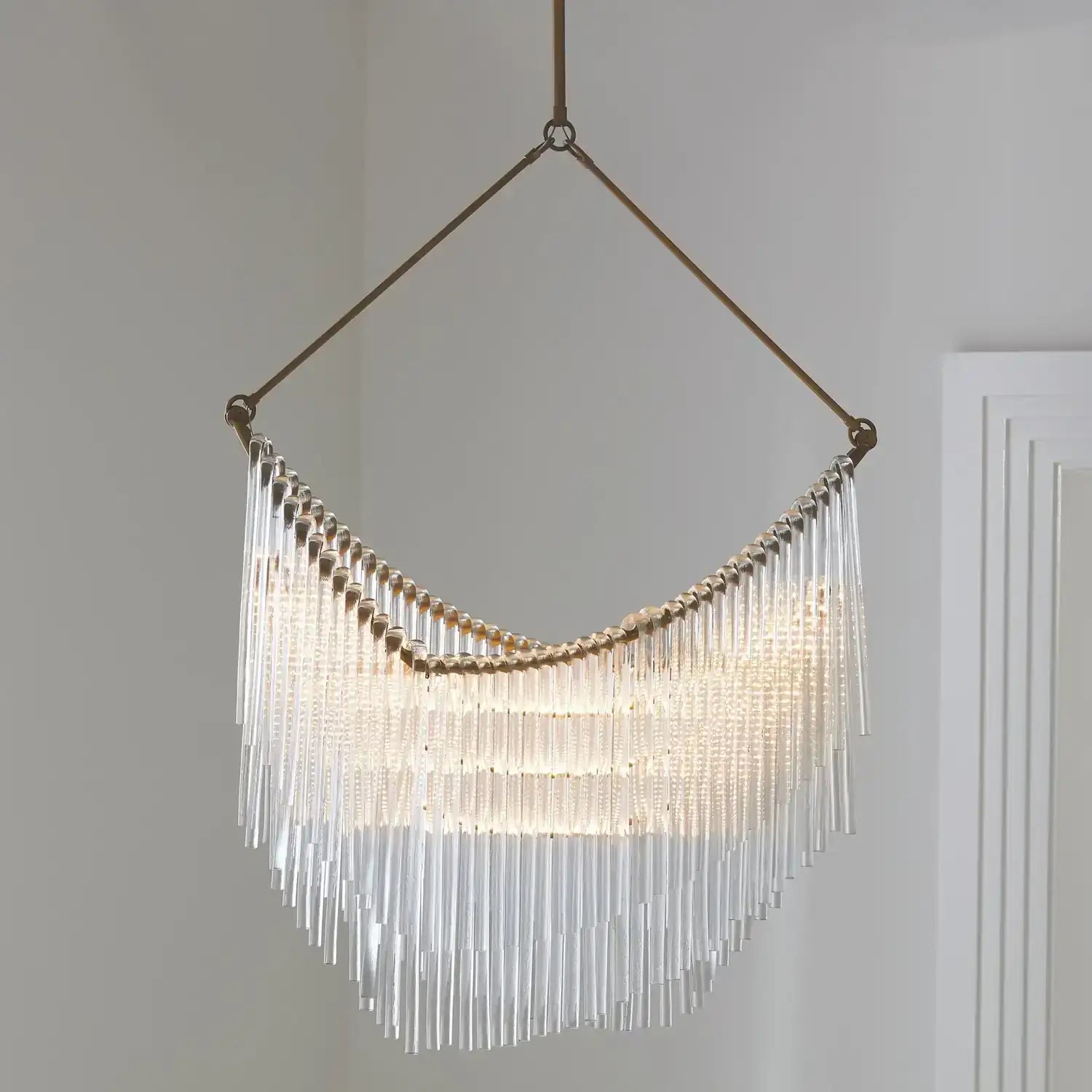GLOBAL VIEWS, DRAPED GLASS CHANDELIER, CHANDELIER LIGHT