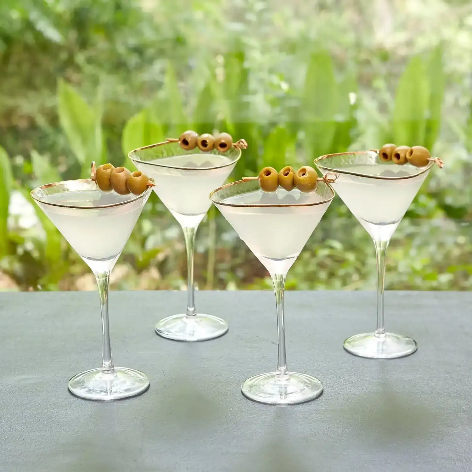 GLOBAL VIEWS S/4 HAMMERED MARTINI GLASSES - Decorative Accents