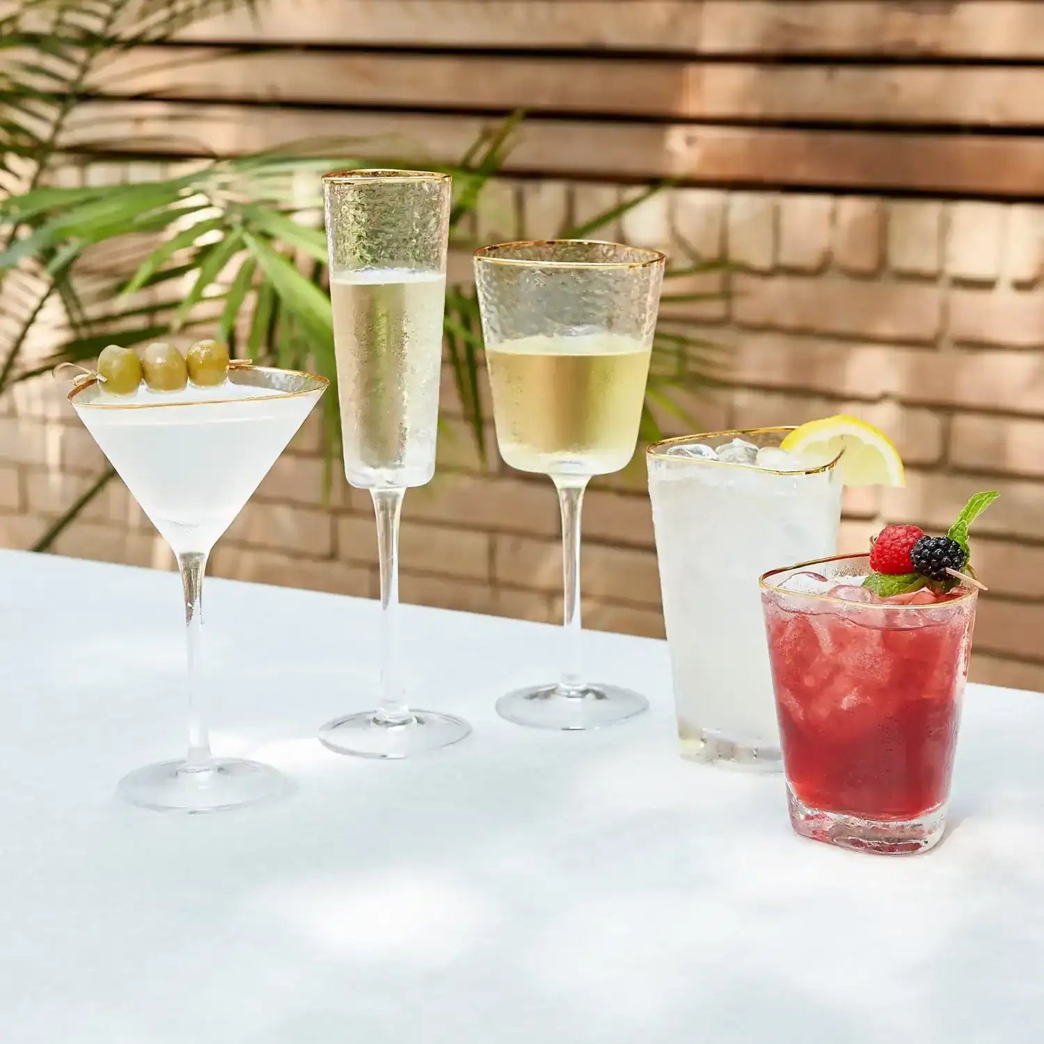 GLOBAL VIEWS S/4 HAMMERED MARTINI GLASSES - Decorative Accents