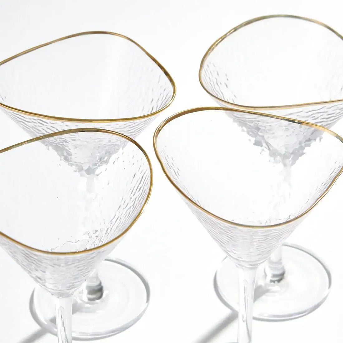 GLOBAL VIEWS S/4 HAMMERED MARTINI GLASSES - Decorative Accents