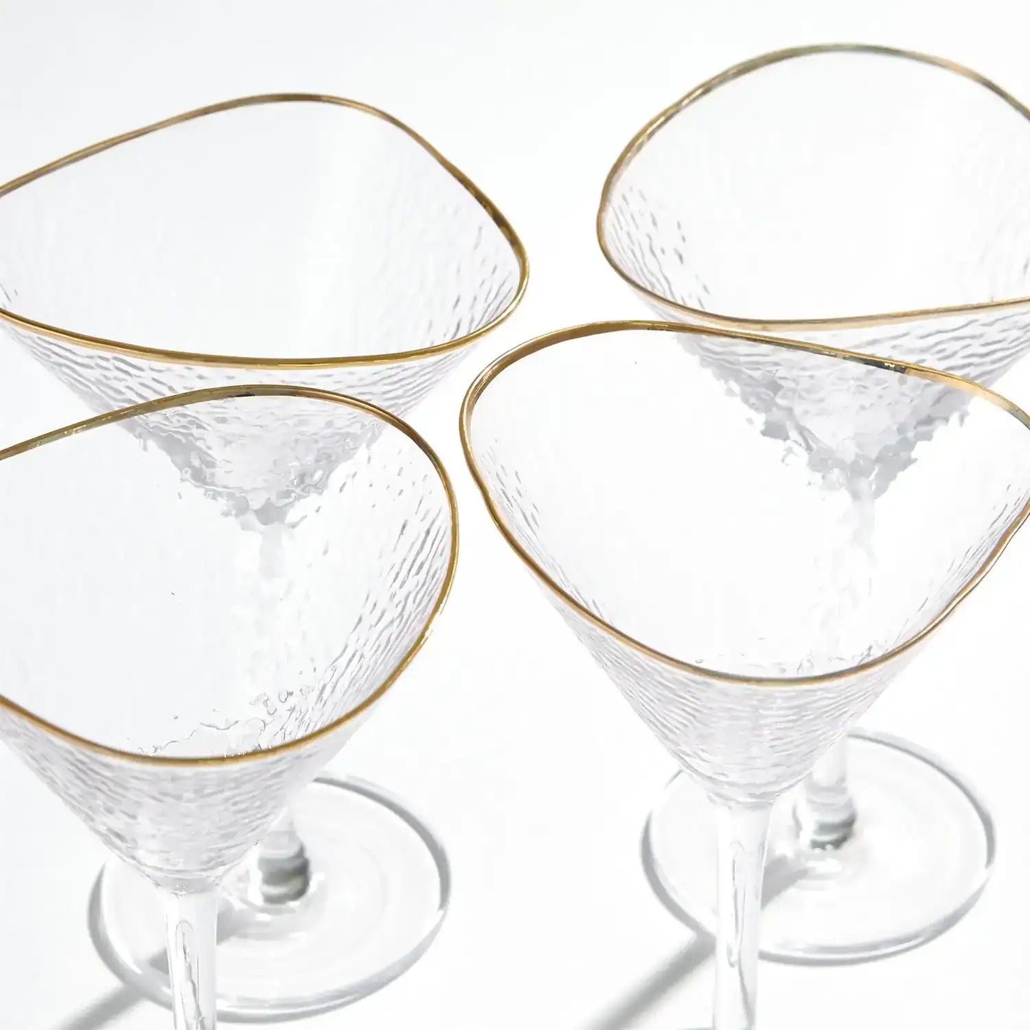 GLOBAL VIEWS S/4 HAMMERED MARTINI GLASSES - Decorative Accents
