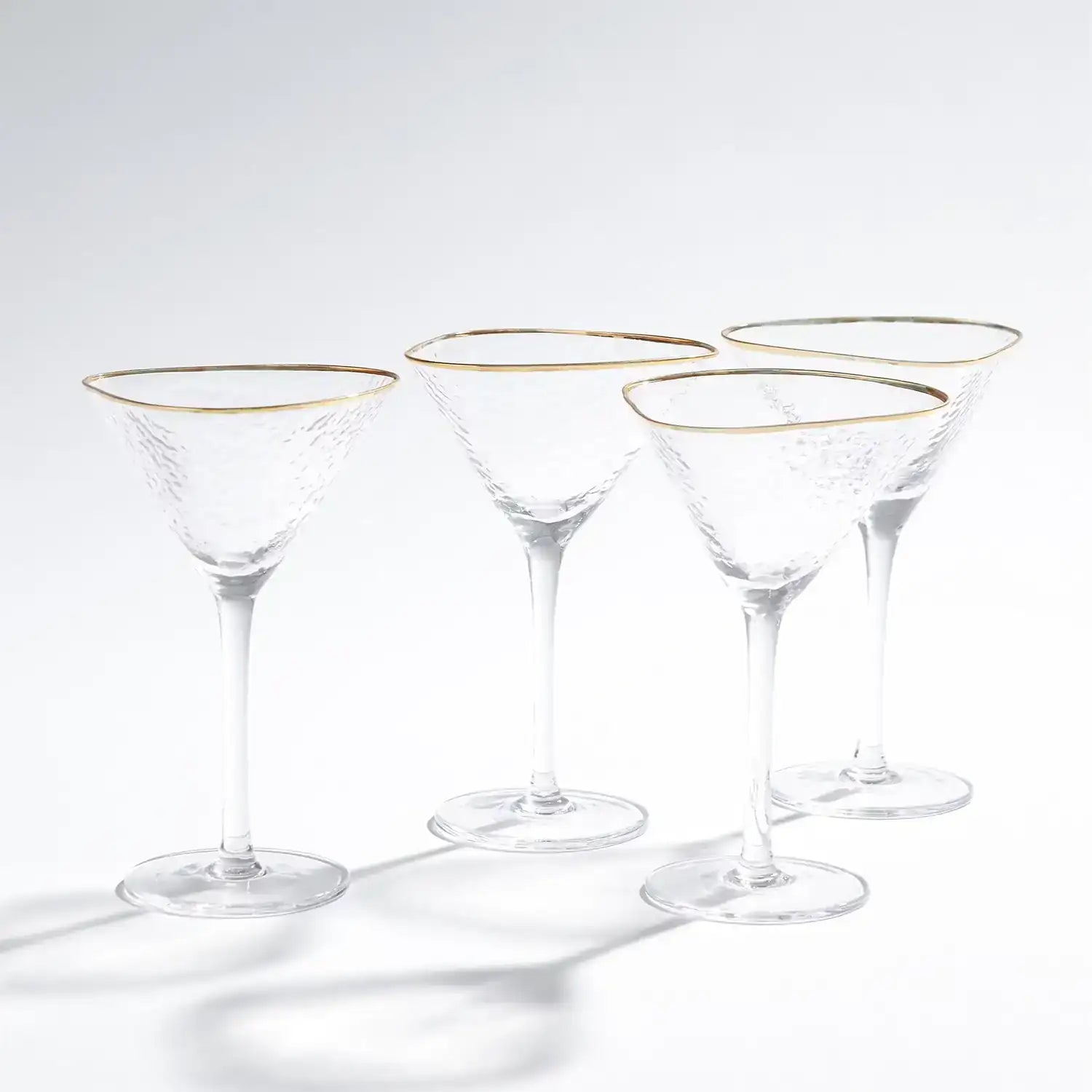 GLOBAL VIEWS S/4 HAMMERED MARTINI GLASSES - Decorative Accents