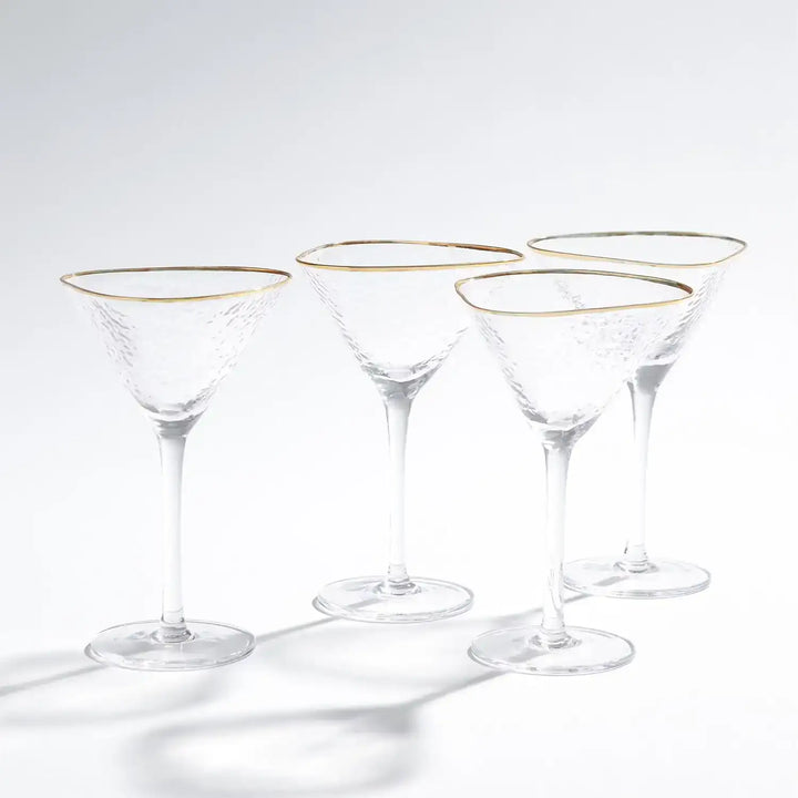 GLOBAL VIEWS S/4 HAMMERED MARTINI GLASSES - Decorative Accents