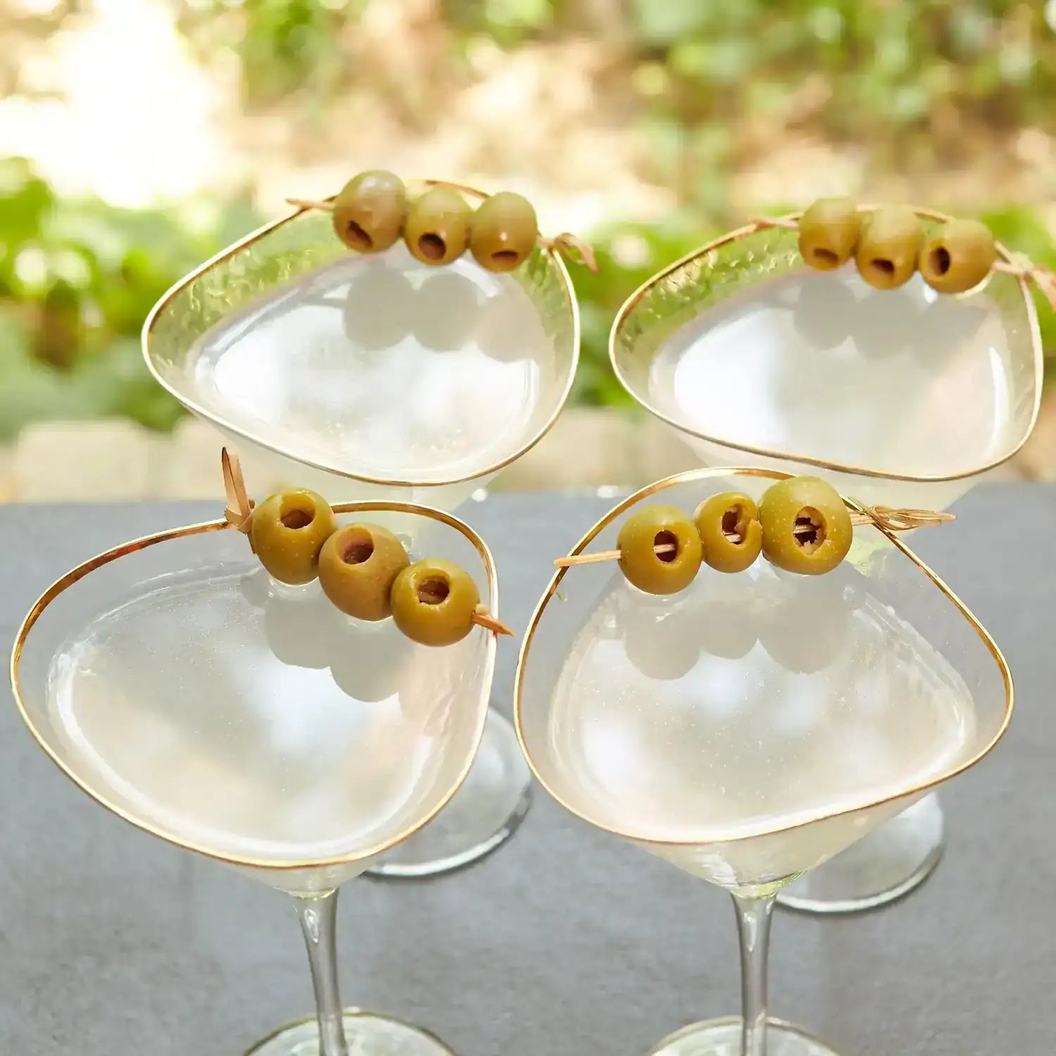 GLOBAL VIEWS S/4 HAMMERED MARTINI GLASSES - Decorative Accents