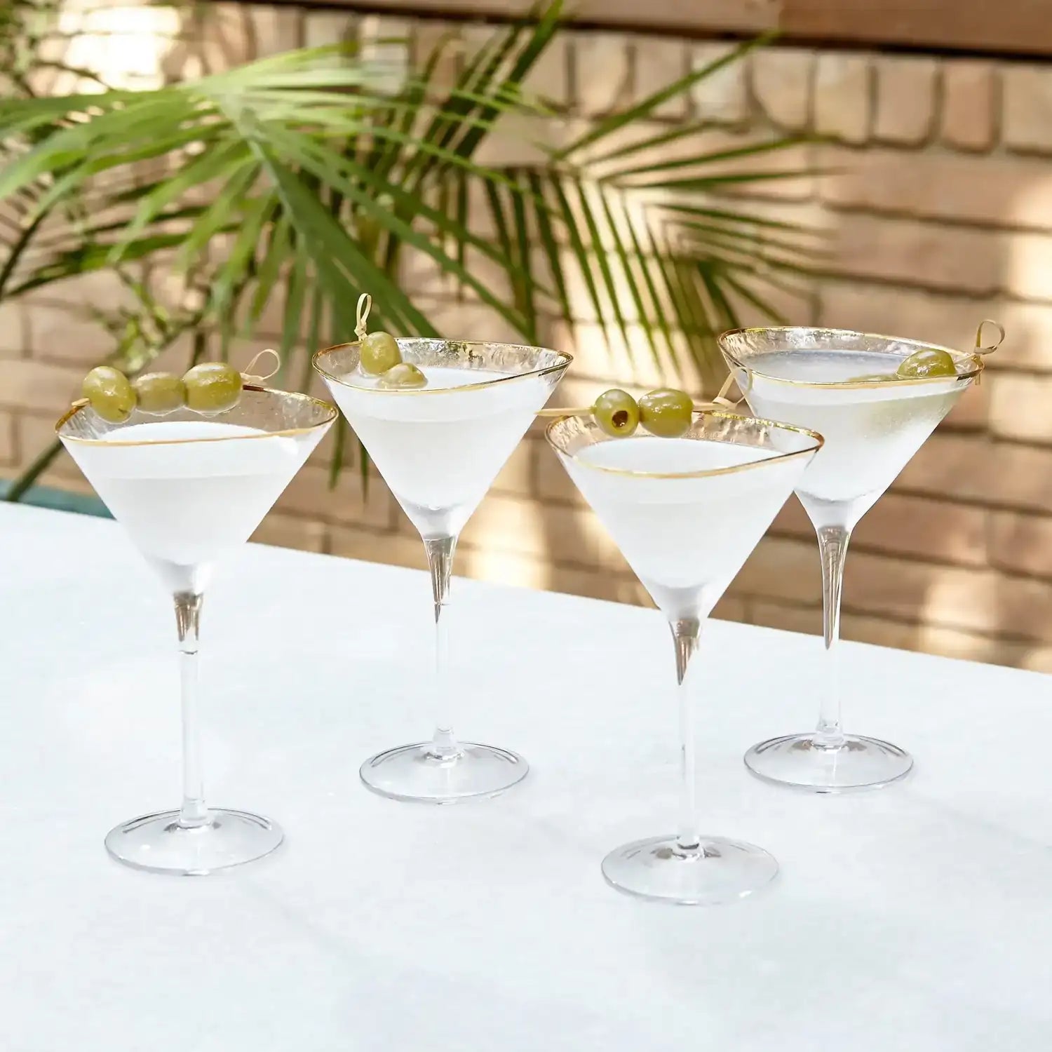 GLOBAL VIEWS S/4 HAMMERED MARTINI GLASSES - Decorative Accents