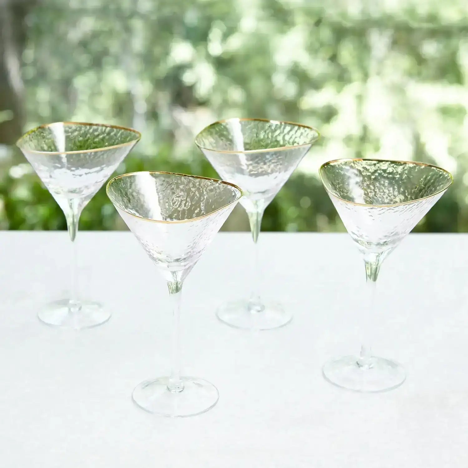 GLOBAL VIEWS S/4 HAMMERED MARTINI GLASSES - Decorative Accents