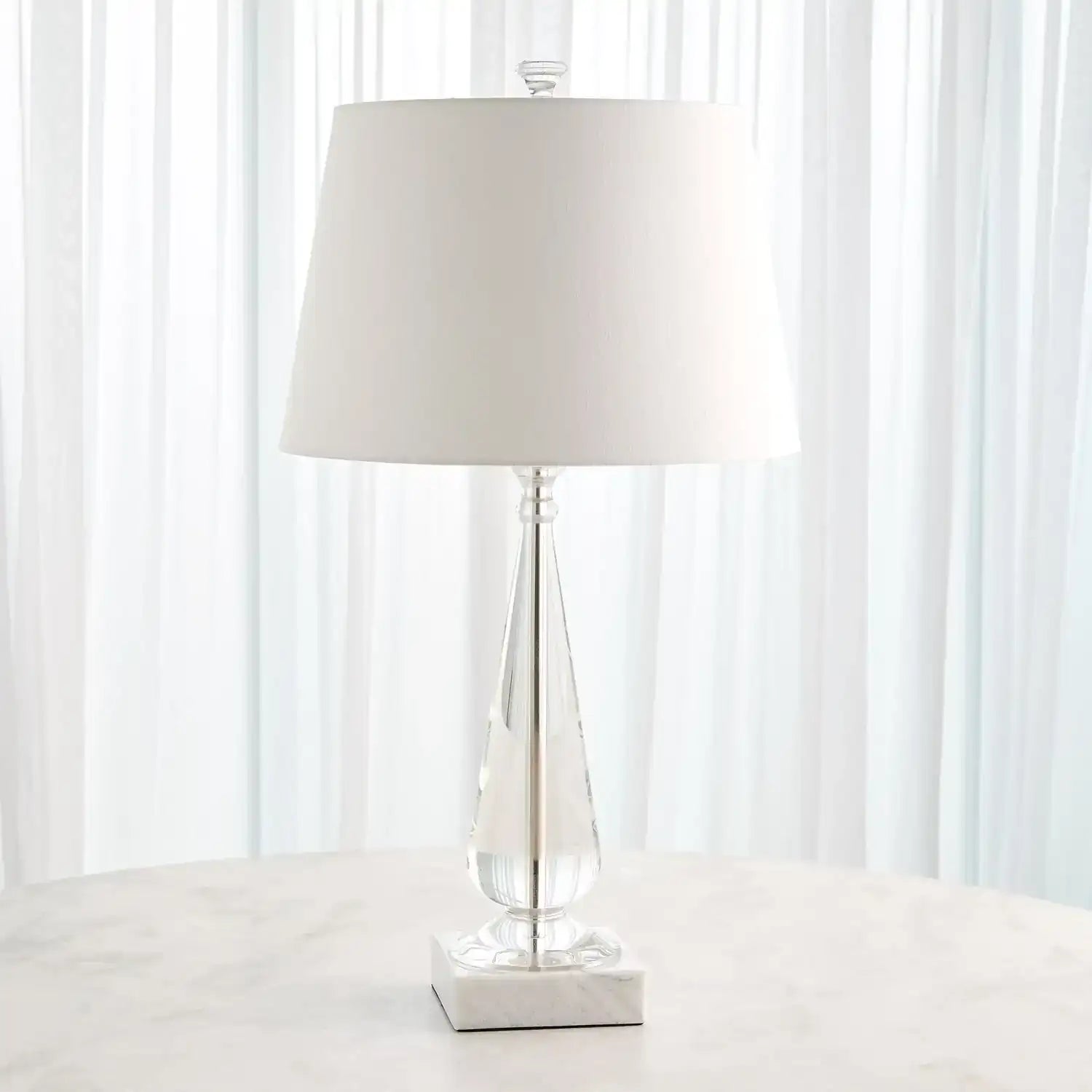 GLOBAL VIEWS, TAPERED CRYSTAL LAMP W/MARBLE BASE, TABLE LAMPS