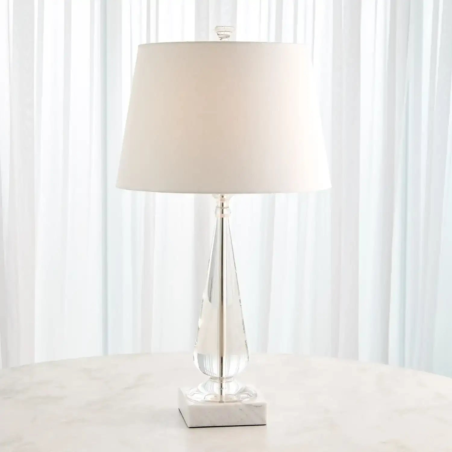 GLOBAL VIEWS, TAPERED CRYSTAL LAMP W/MARBLE BASE, TABLE LAMPS