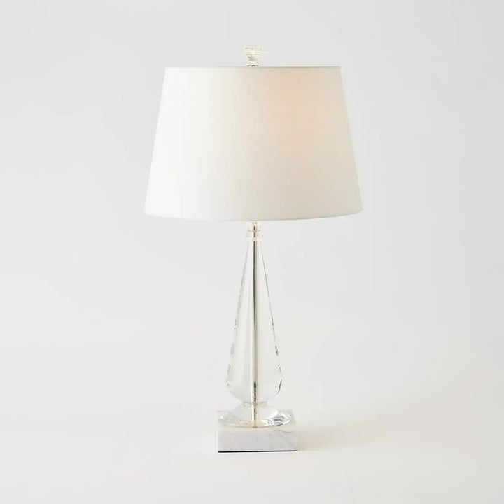 GLOBAL VIEWS, TAPERED CRYSTAL LAMP W/MARBLE BASE, TABLE LAMPS