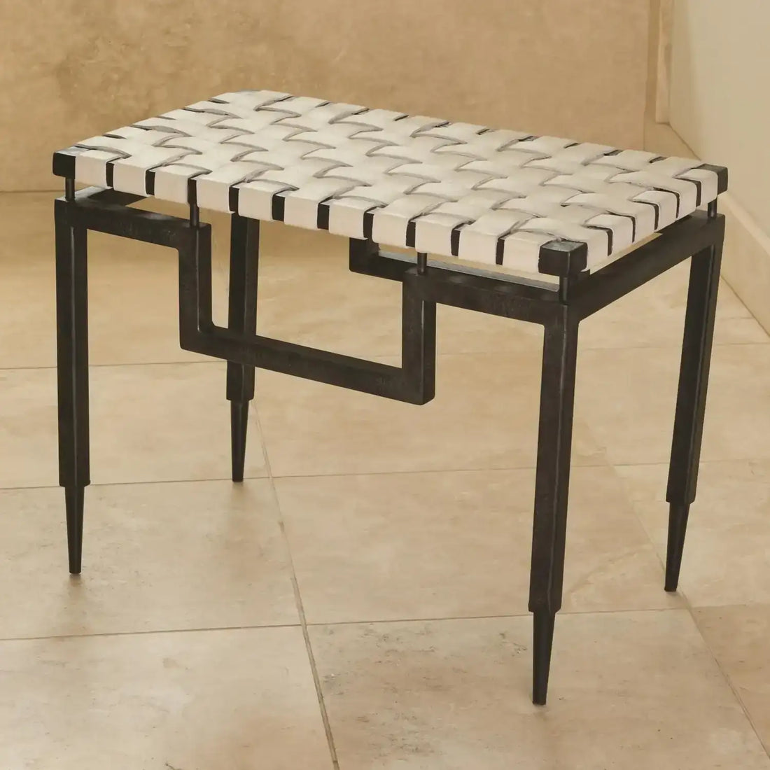 GLOBAL VIEWS IRON/LEATHER BENCH - Benches, Ottoman, Stools