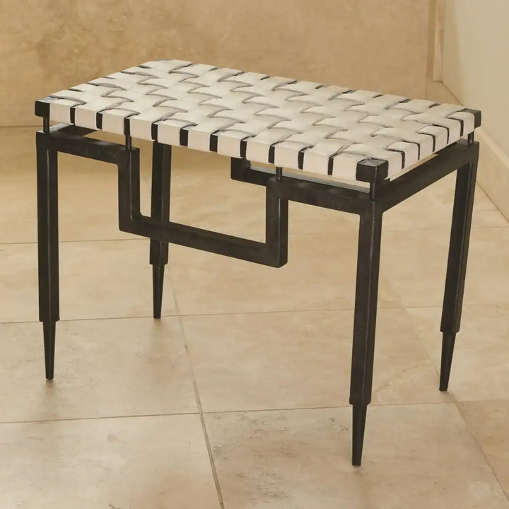 GLOBAL VIEWS IRON/LEATHER BENCH - Benches, Ottoman, Stools