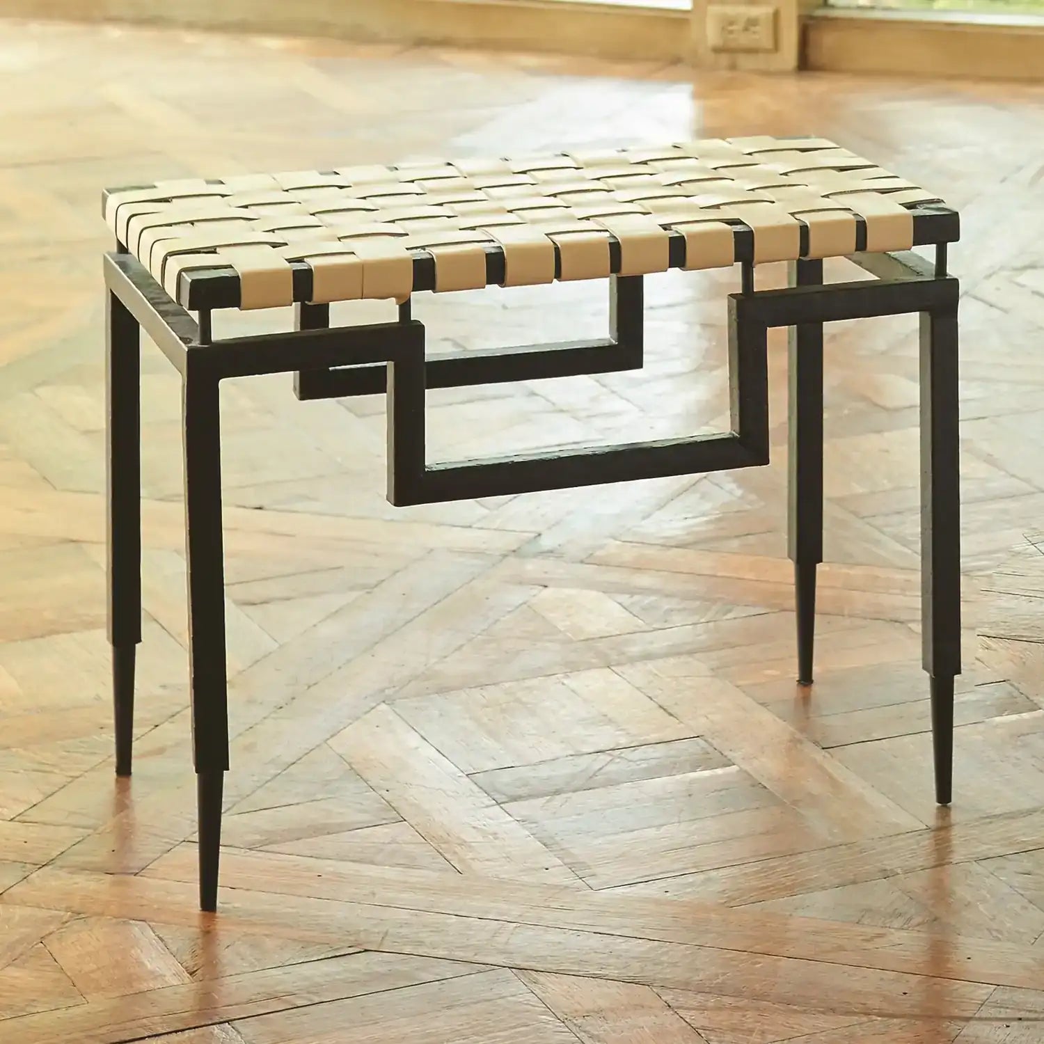 GLOBAL VIEWS IRON/LEATHER BENCH - Benches, Ottoman, Stools