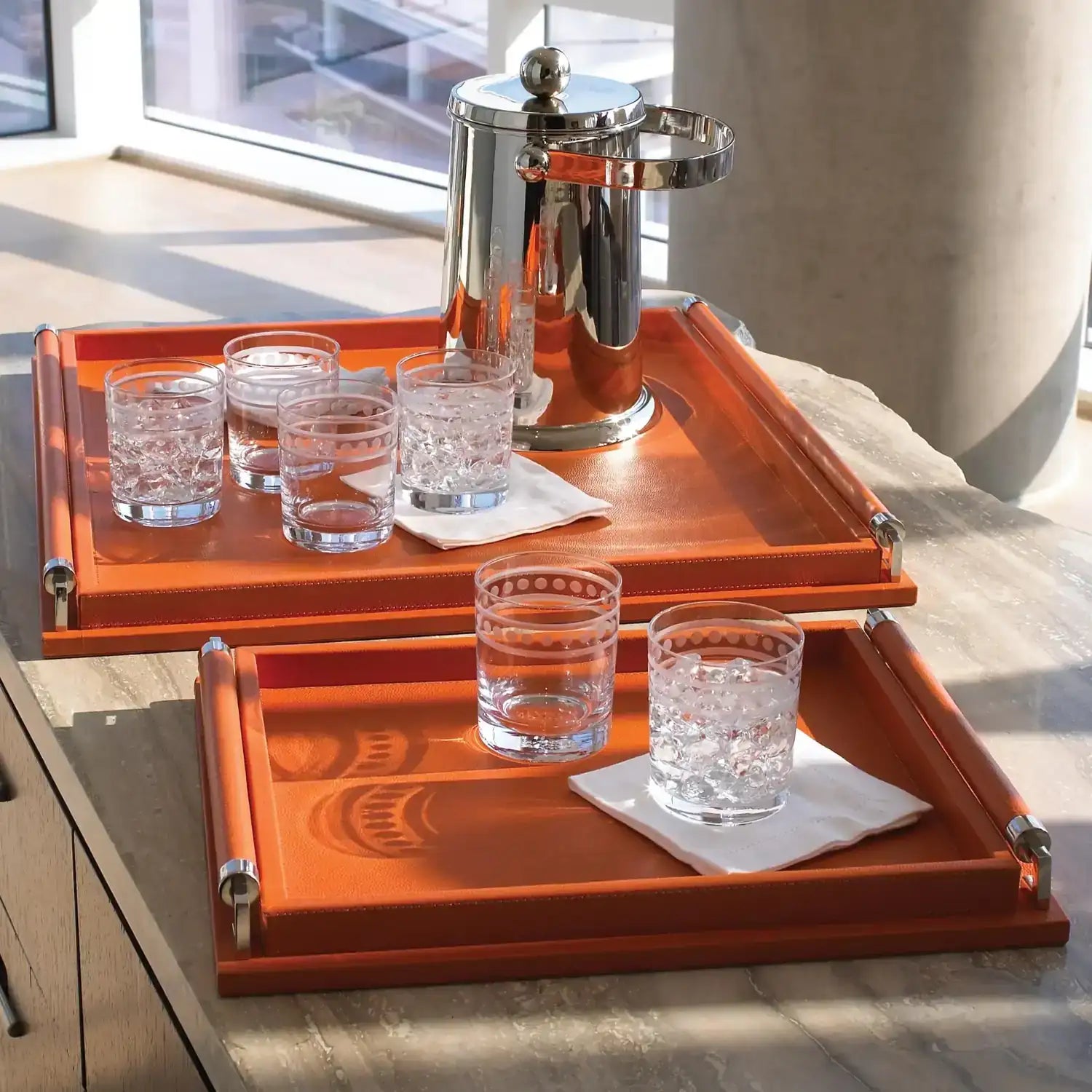 GLOBAL VIEWS WRAPPED HANDLE TRAY - Decorative Accents