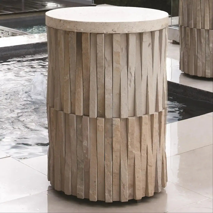GLOBAL VIEWS ROUND TEETER TOTTER STONE TABLE - Side
