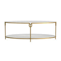 GLOBAL VIEWS IRON AND STONE OVAL COFFEE TABLE - Coffee
