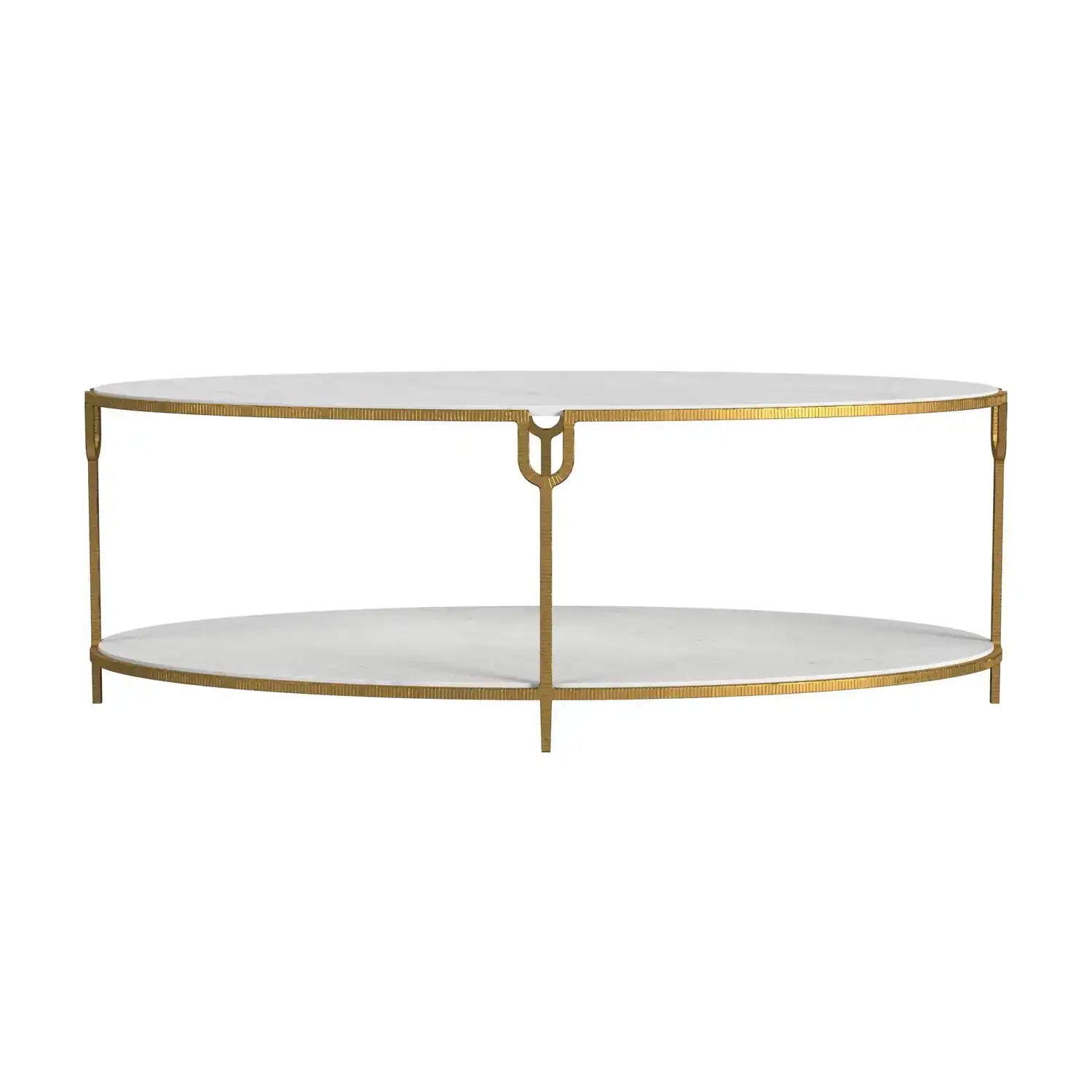 GLOBAL VIEWS IRON AND STONE OVAL COFFEE TABLE - Coffee