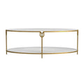 GLOBAL VIEWS IRON AND STONE OVAL COFFEE TABLE - Coffee
