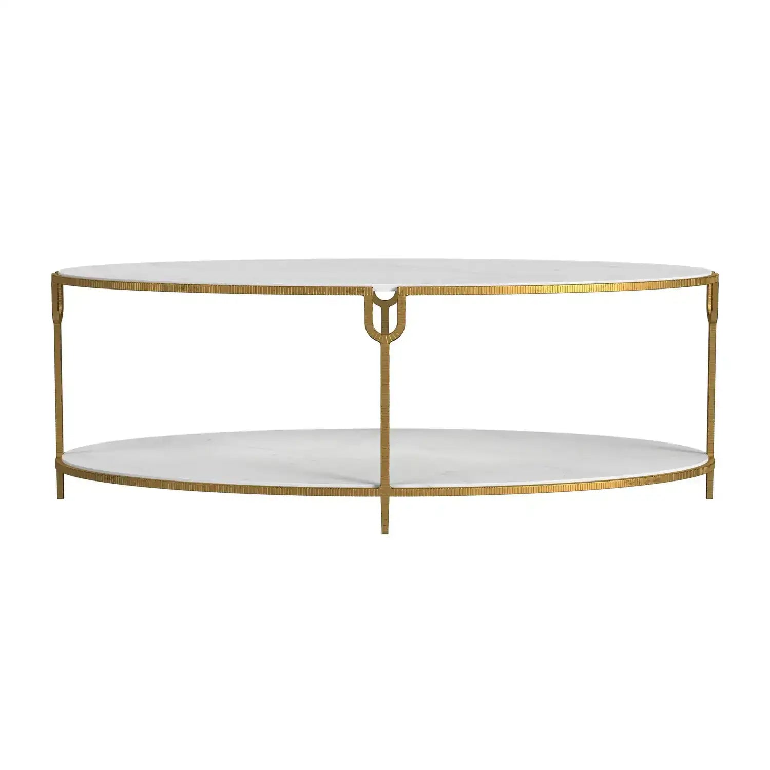 GLOBAL VIEWS IRON AND STONE OVAL COFFEE TABLE - Coffee
