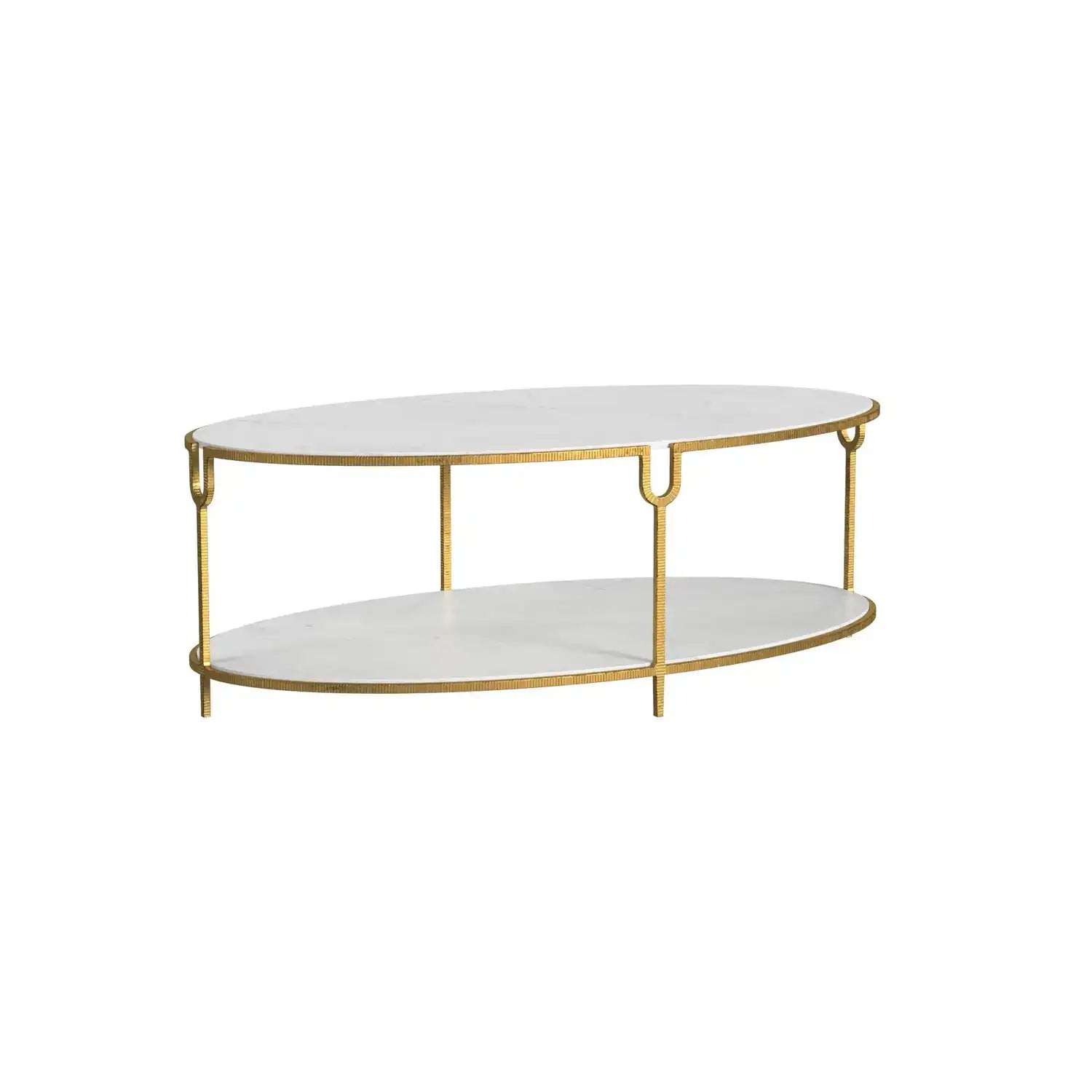GLOBAL VIEWS IRON AND STONE OVAL COFFEE TABLE - Coffee