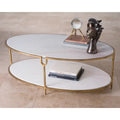 GLOBAL VIEWS IRON AND STONE OVAL COFFEE TABLE - Coffee