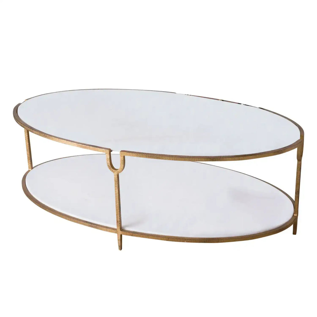 GLOBAL VIEWS IRON AND STONE OVAL COFFEE TABLE - Coffee