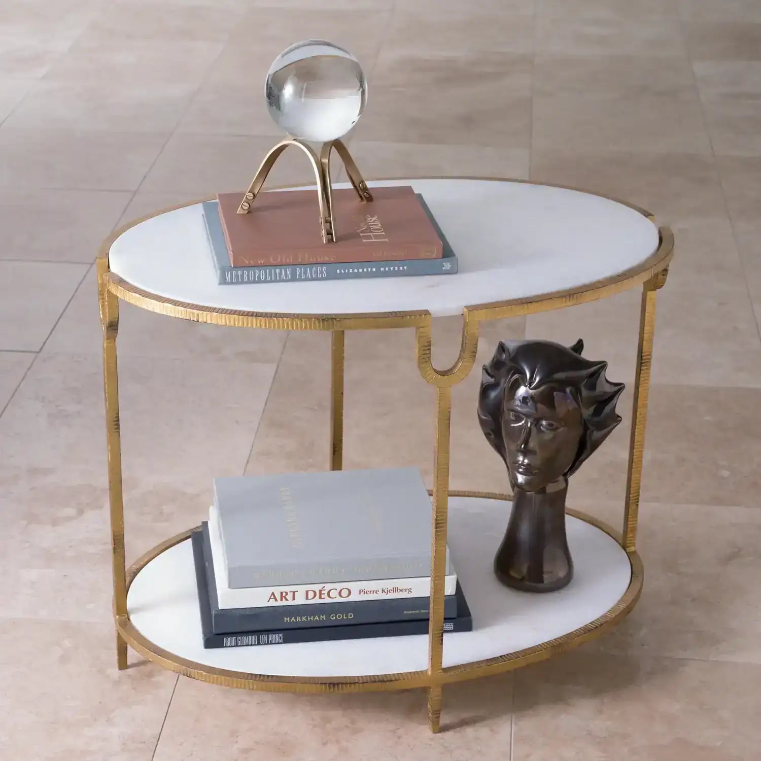 GLOBAL VIEWS IRON/STONE SIDE TABLE - Side