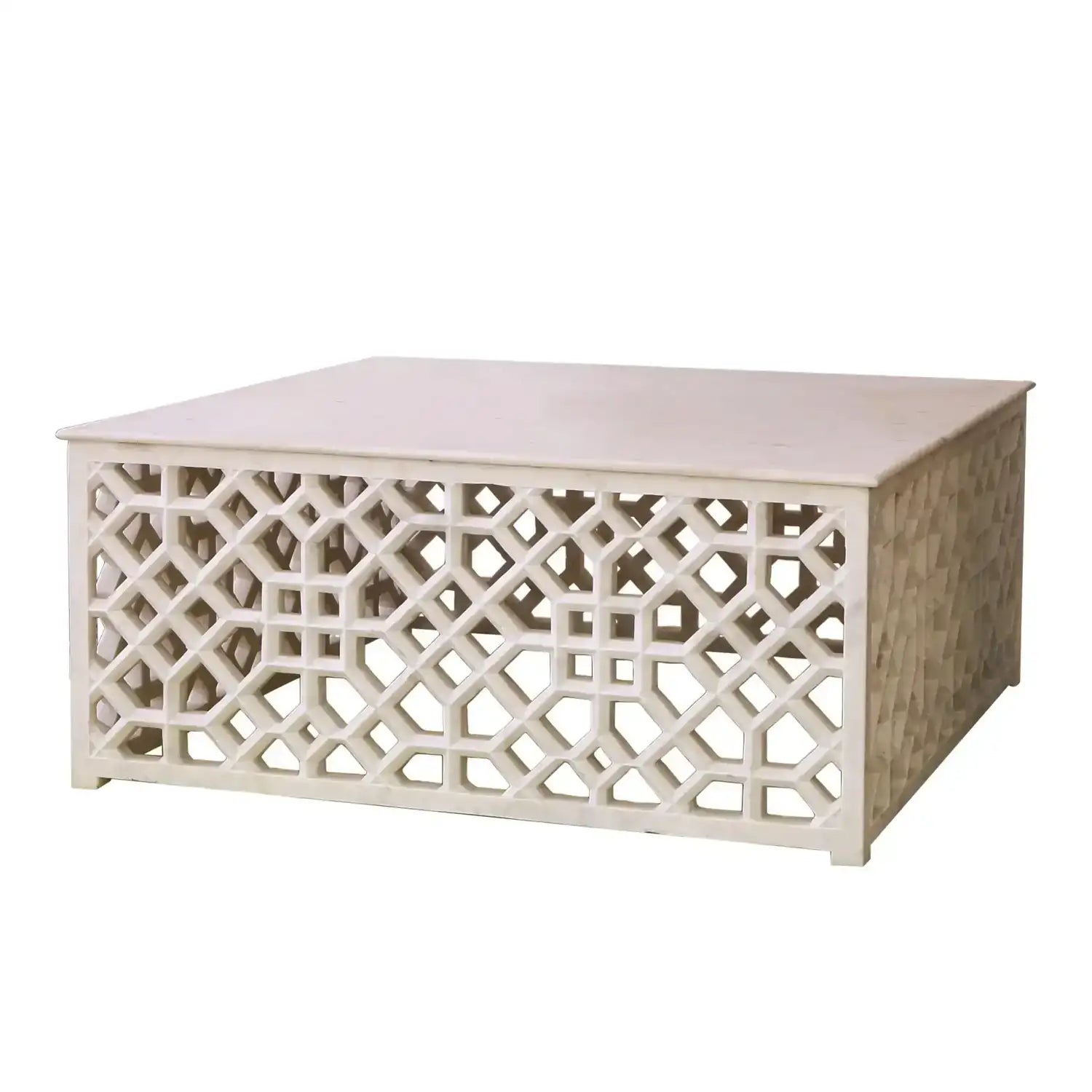GLOBAL VIEWS MARBLE FRET COCKTAIL TABLE - Coffee