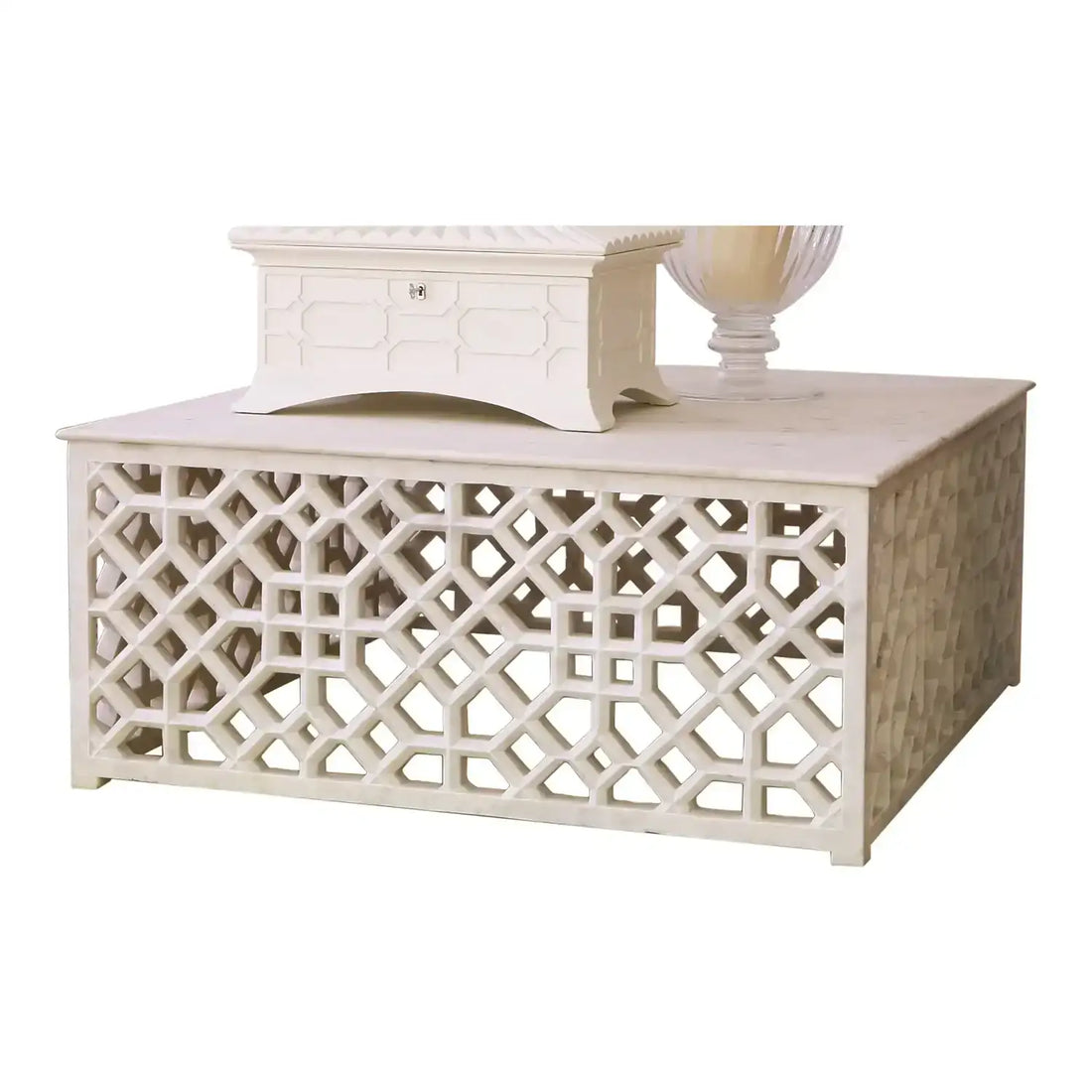 GLOBAL VIEWS MARBLE FRET COCKTAIL TABLE - Coffee