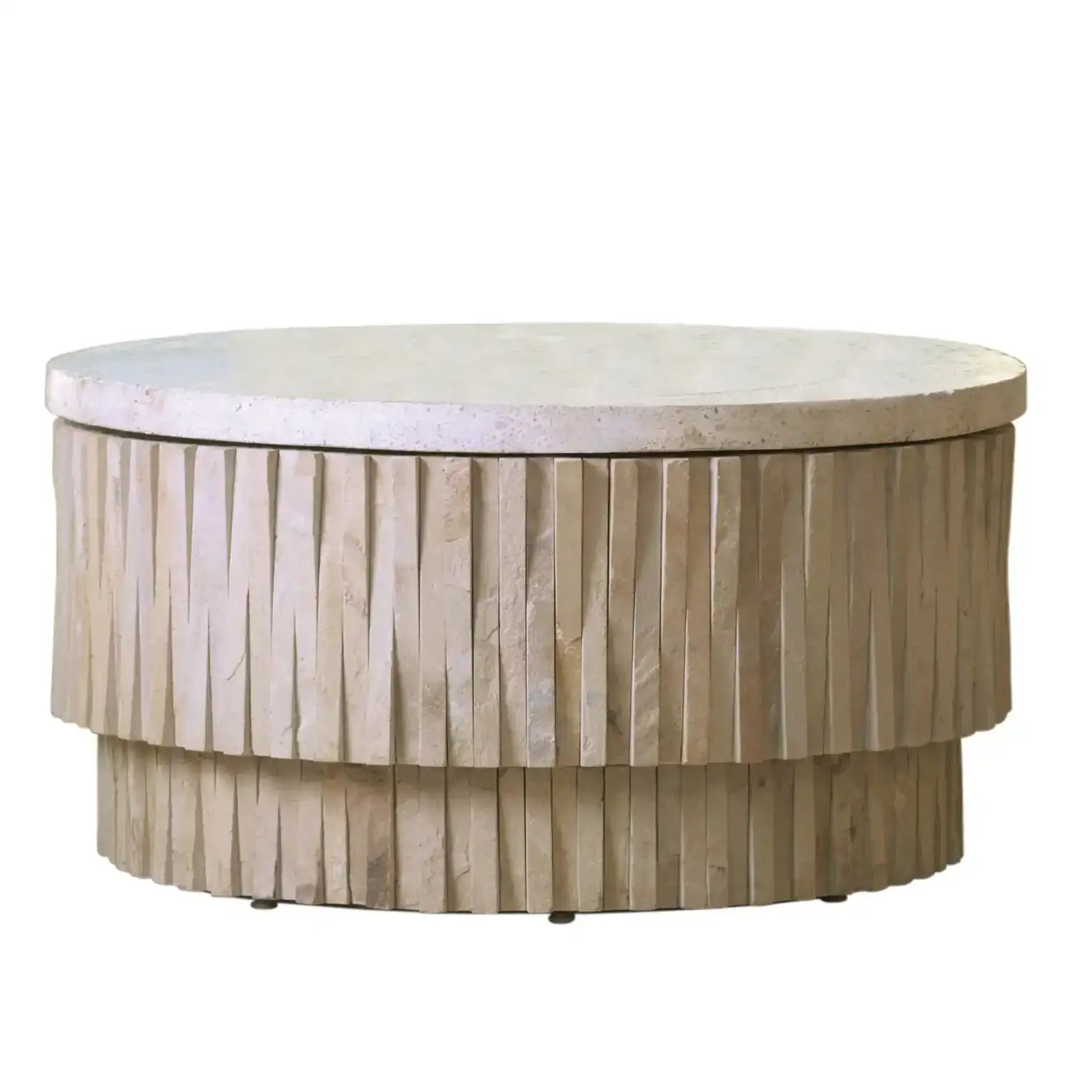 GLOBAL VIEWS ROUND TEETER TOTTER STONE COCKTAIL TABLE - Coffee