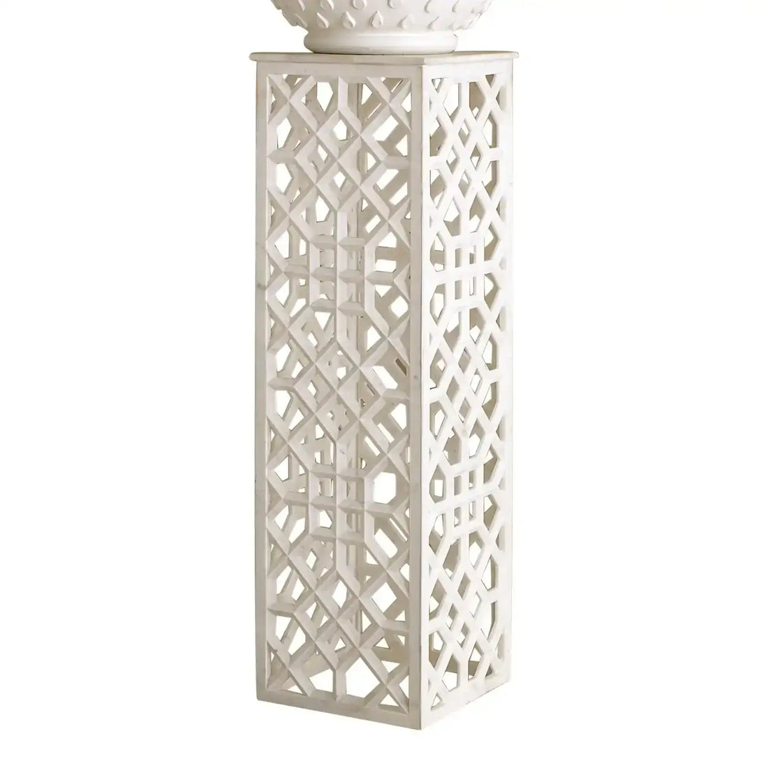 GLOBAL VIEWS MARBLE FRET PEDESTAL - Decorative Accents