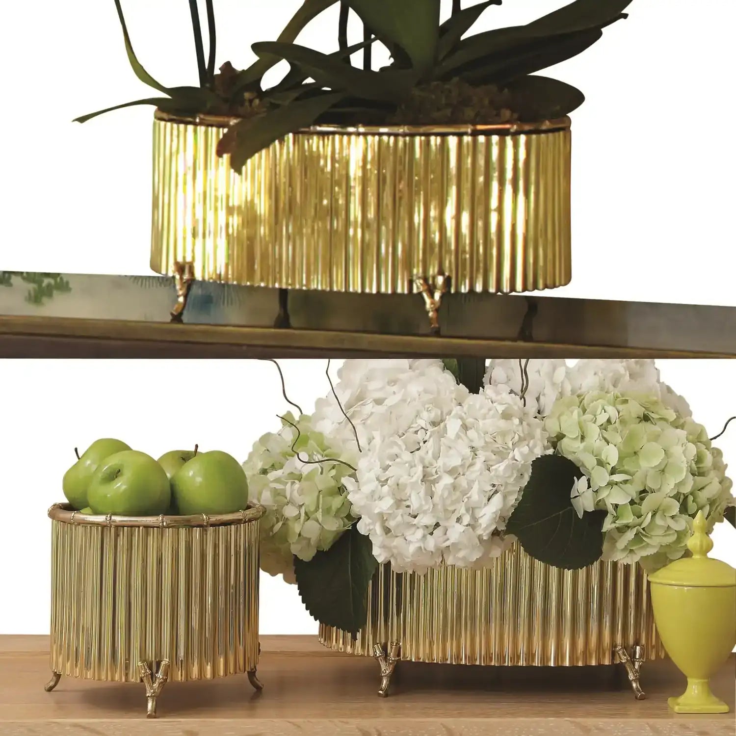 GLOBAL VIEWS CORRUGATED BAMBOO CACHEPOT - Decorative Accents