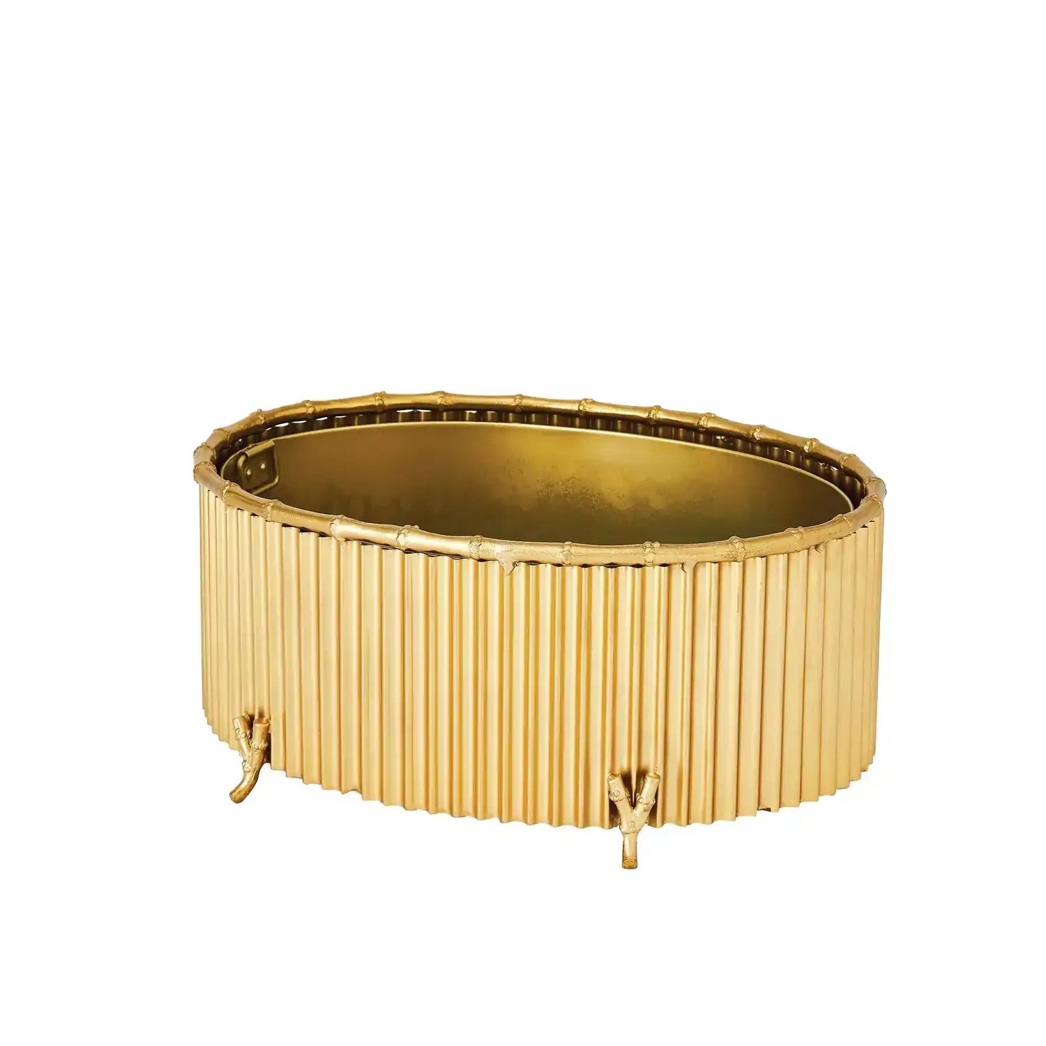 GLOBAL VIEWS CORRUGATED BAMBOO CACHEPOT - Decorative Accents