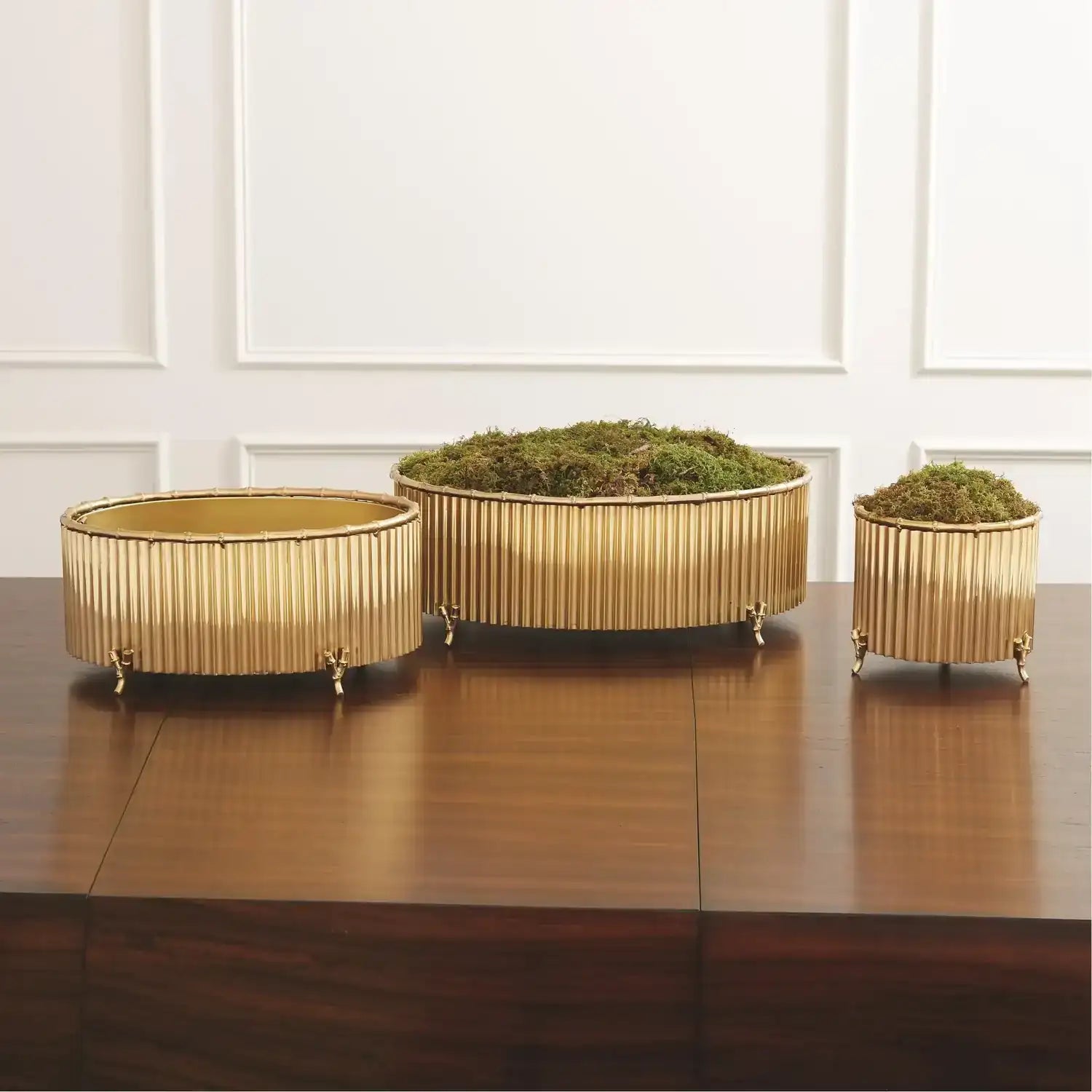 GLOBAL VIEWS CORRUGATED BAMBOO CACHEPOT - Decorative Accents