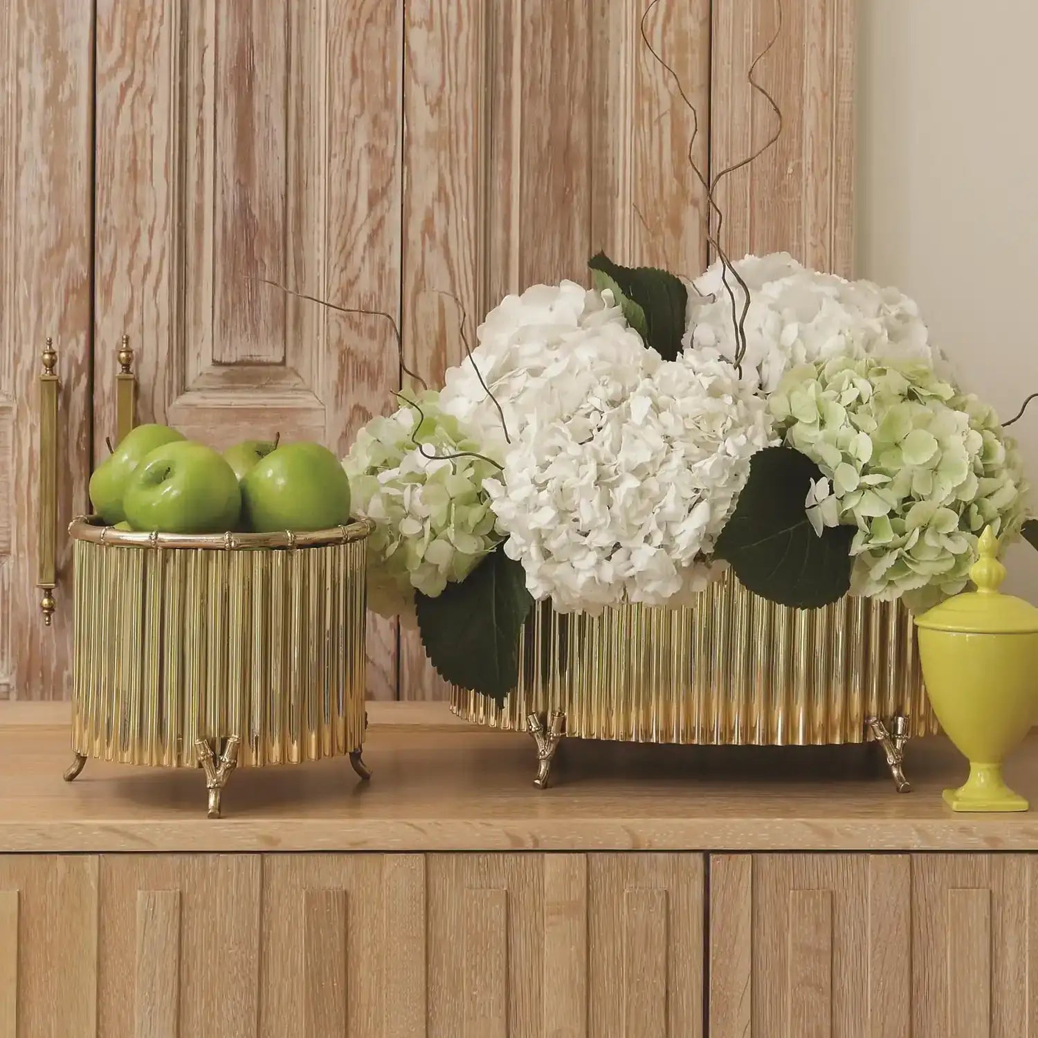 GLOBAL VIEWS CORRUGATED BAMBOO CACHEPOT - Decorative Accents