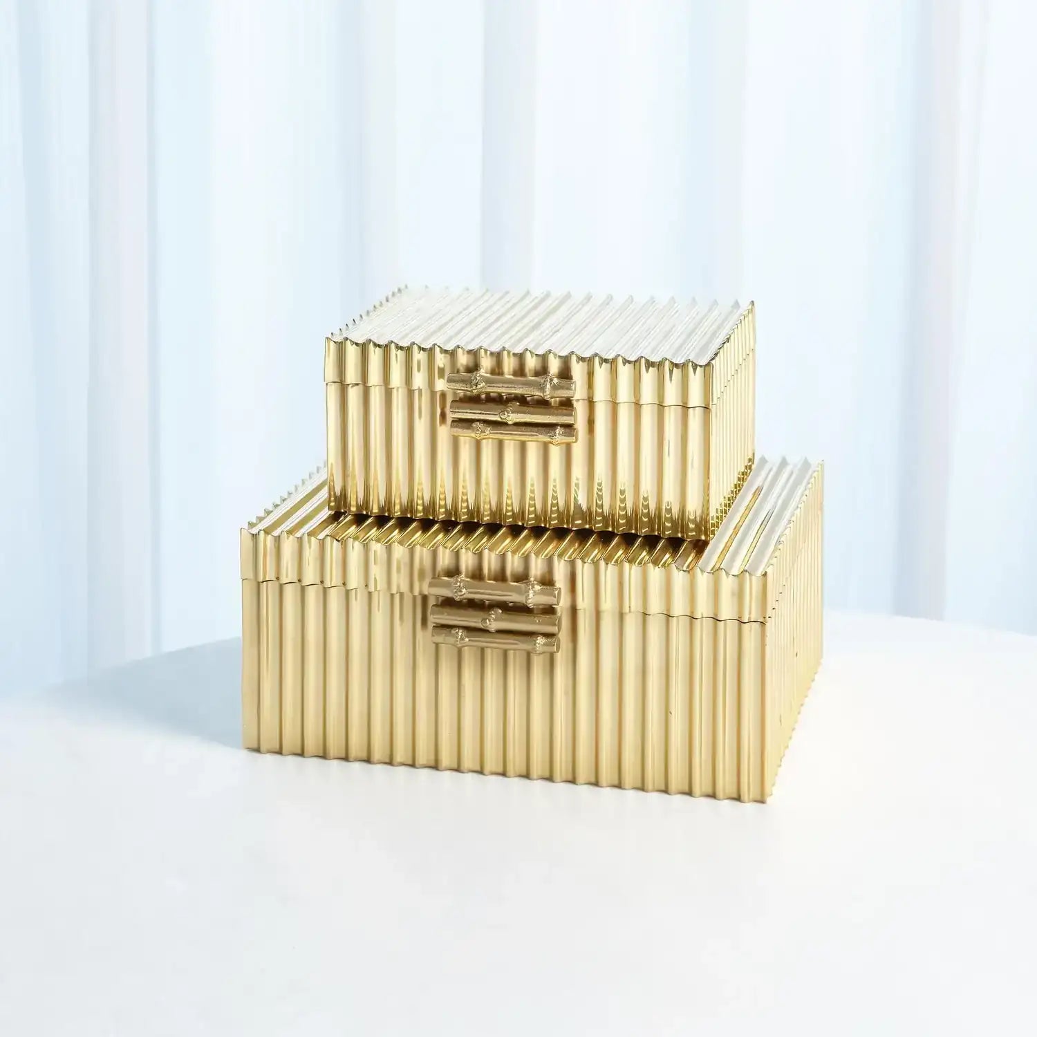 GLOBAL VIEWS CORRUGATED BAMBOO BOX - Decorative Accents