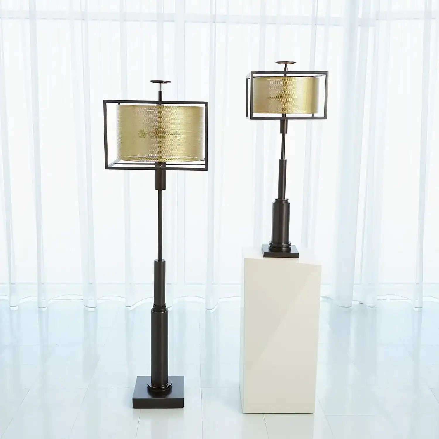GLOBAL VIEWS, DOUBLE SHADE LAMP, TABLE LAMPS