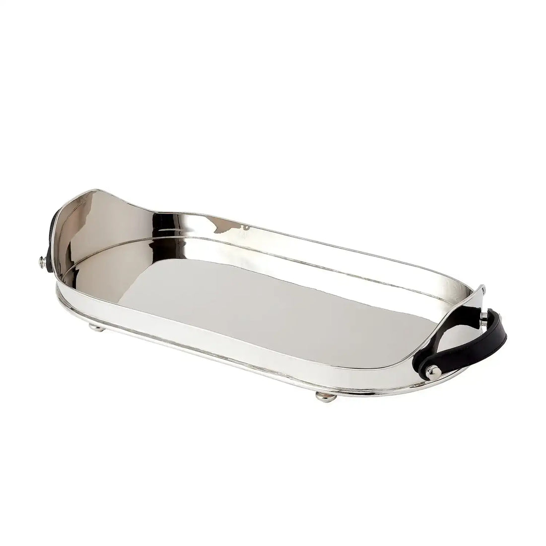 GLOBAL VIEWS DRINKS TRAY W/LEATHER HANDLES - Decorative Accents