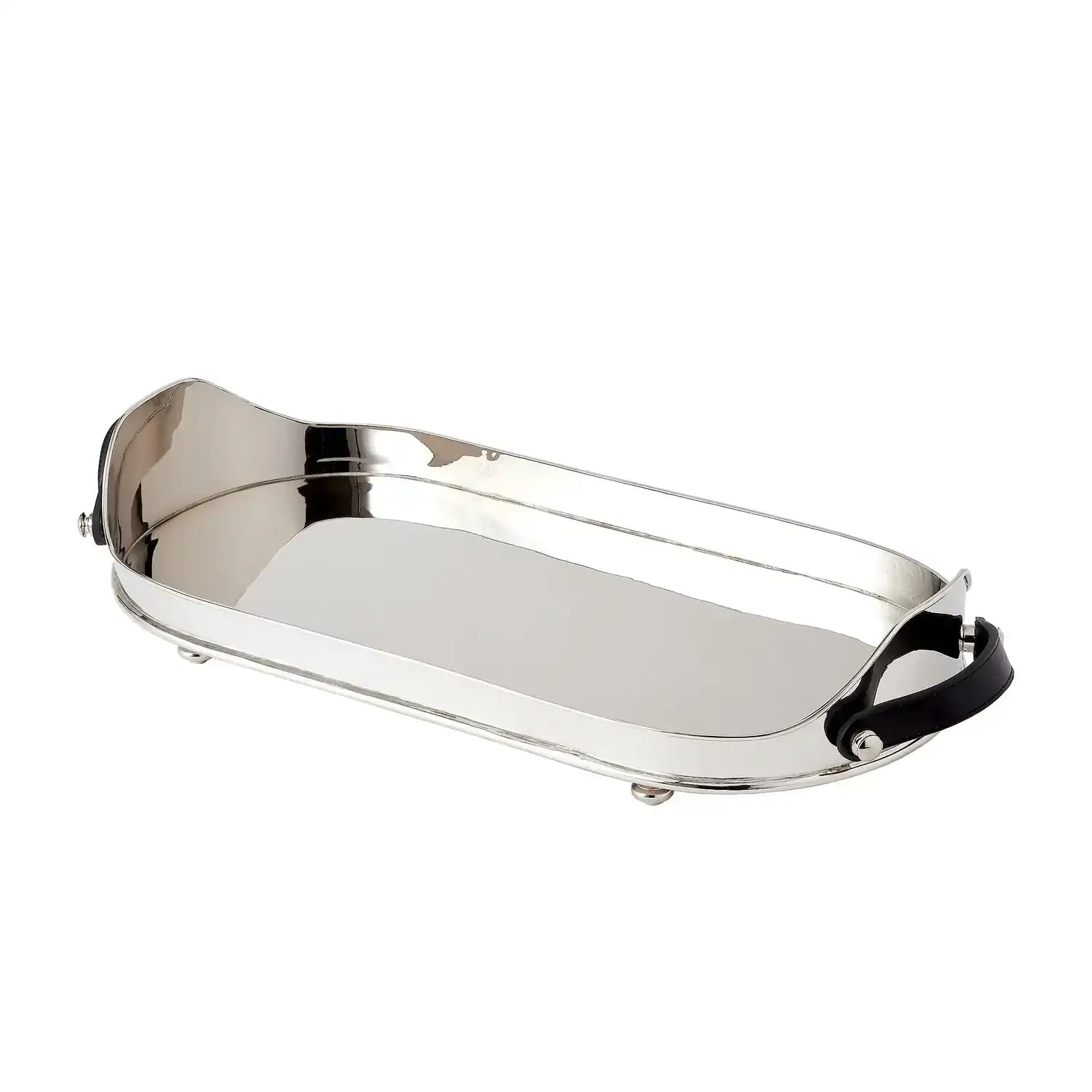 GLOBAL VIEWS DRINKS TRAY W/LEATHER HANDLES - Decorative Accents