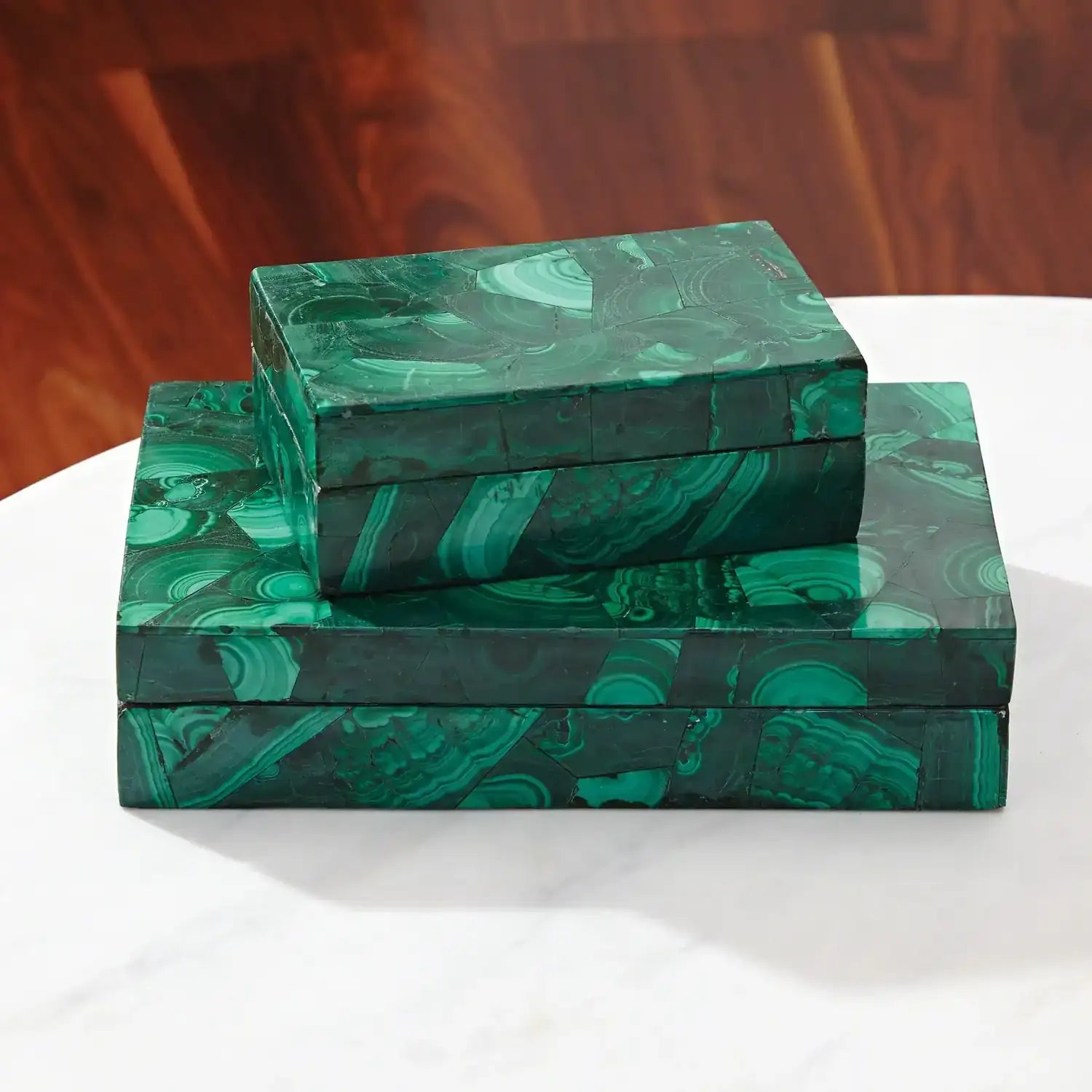 GLOBAL VIEWS MALACHITE STONE BOX - Decorative Accents