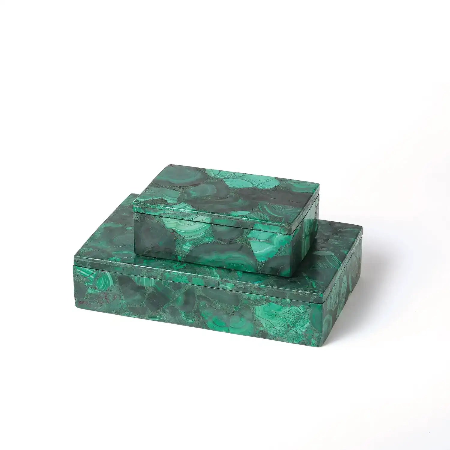 GLOBAL VIEWS MALACHITE STONE BOX - Decorative Accents