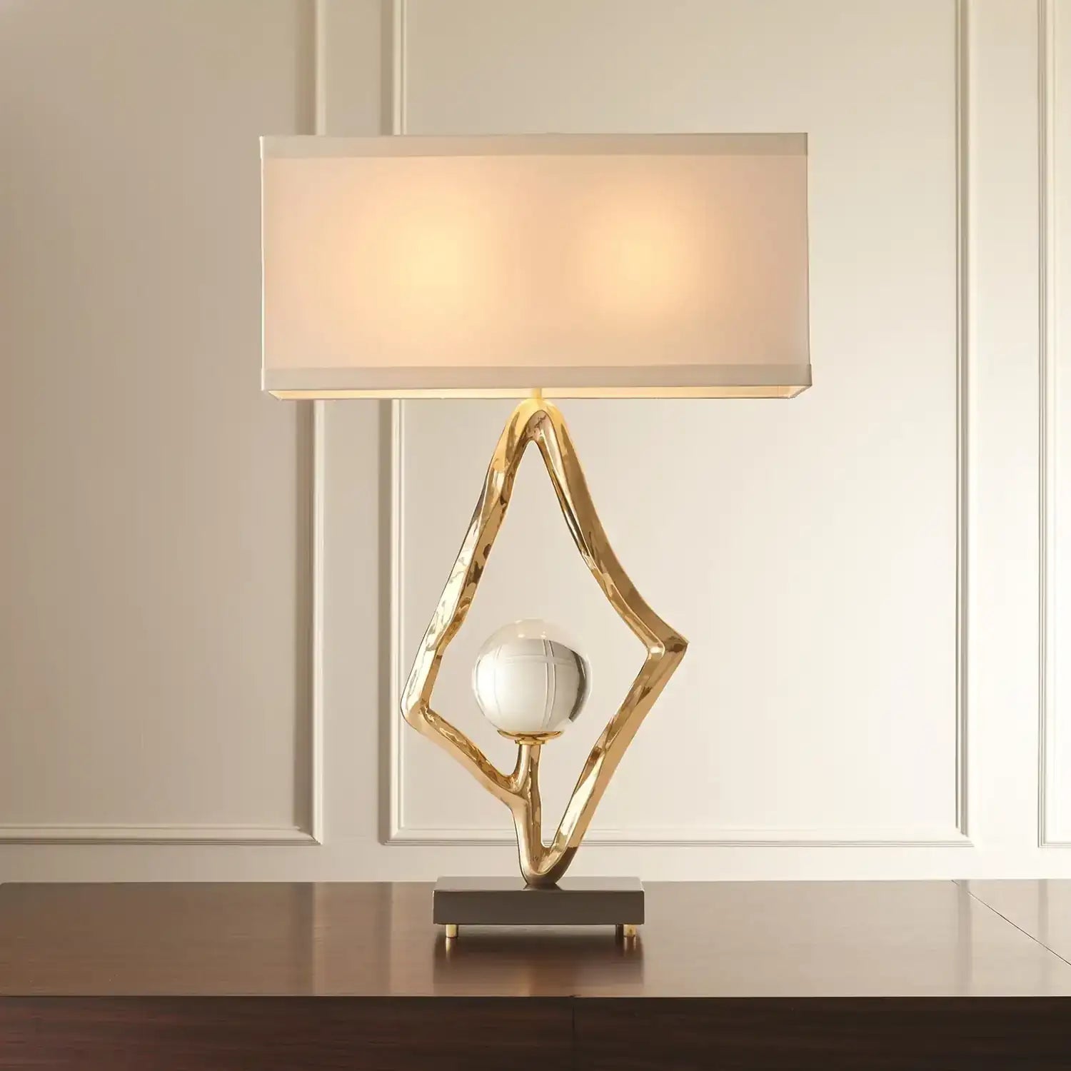 GLOBAL VIEWS, ABSTRACT LAMP W/6" CRYSTAL SPHERE, TABLE LAMPS