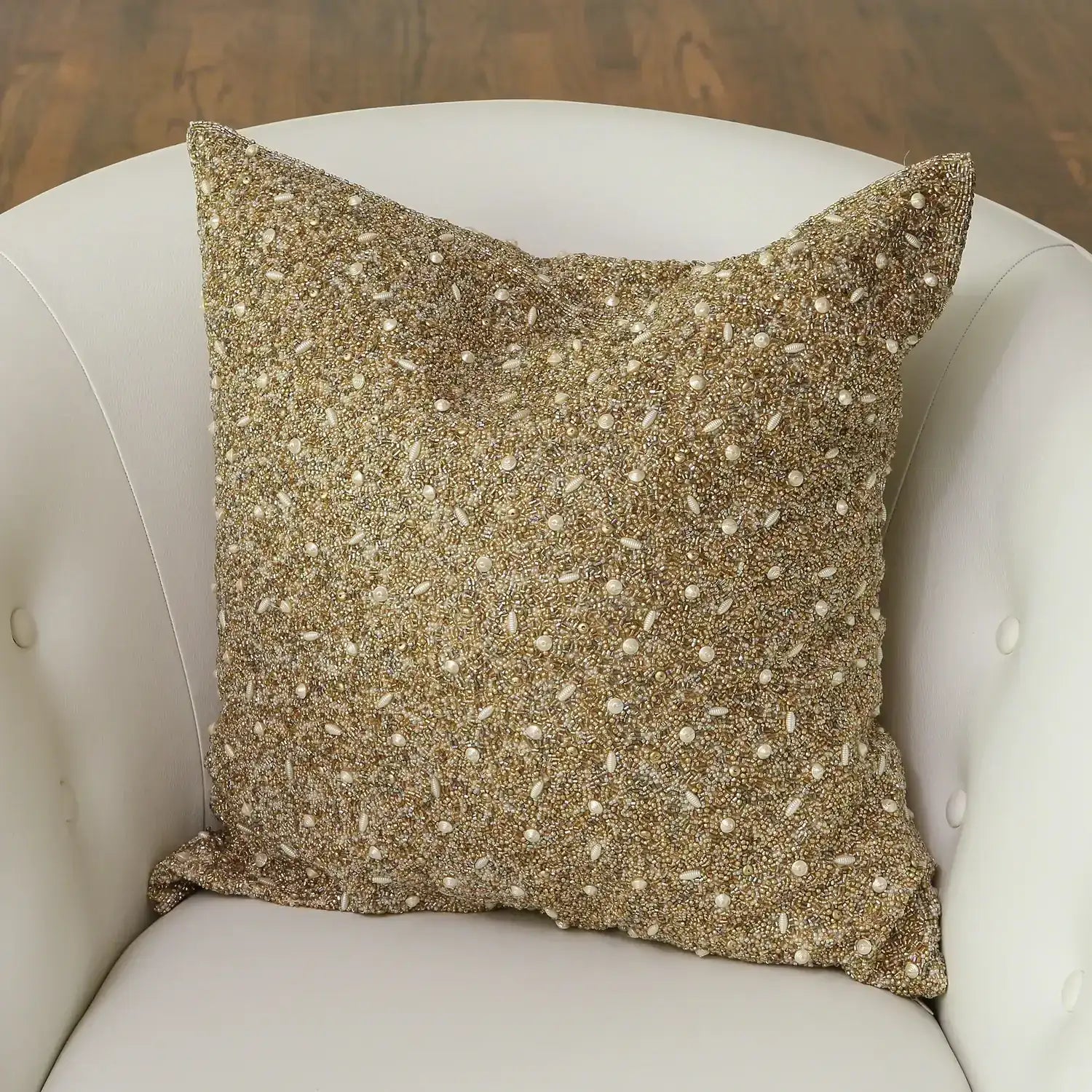 GLOBAL VIEWS GOLDEN BEADED PILLOW - Decorative Accents