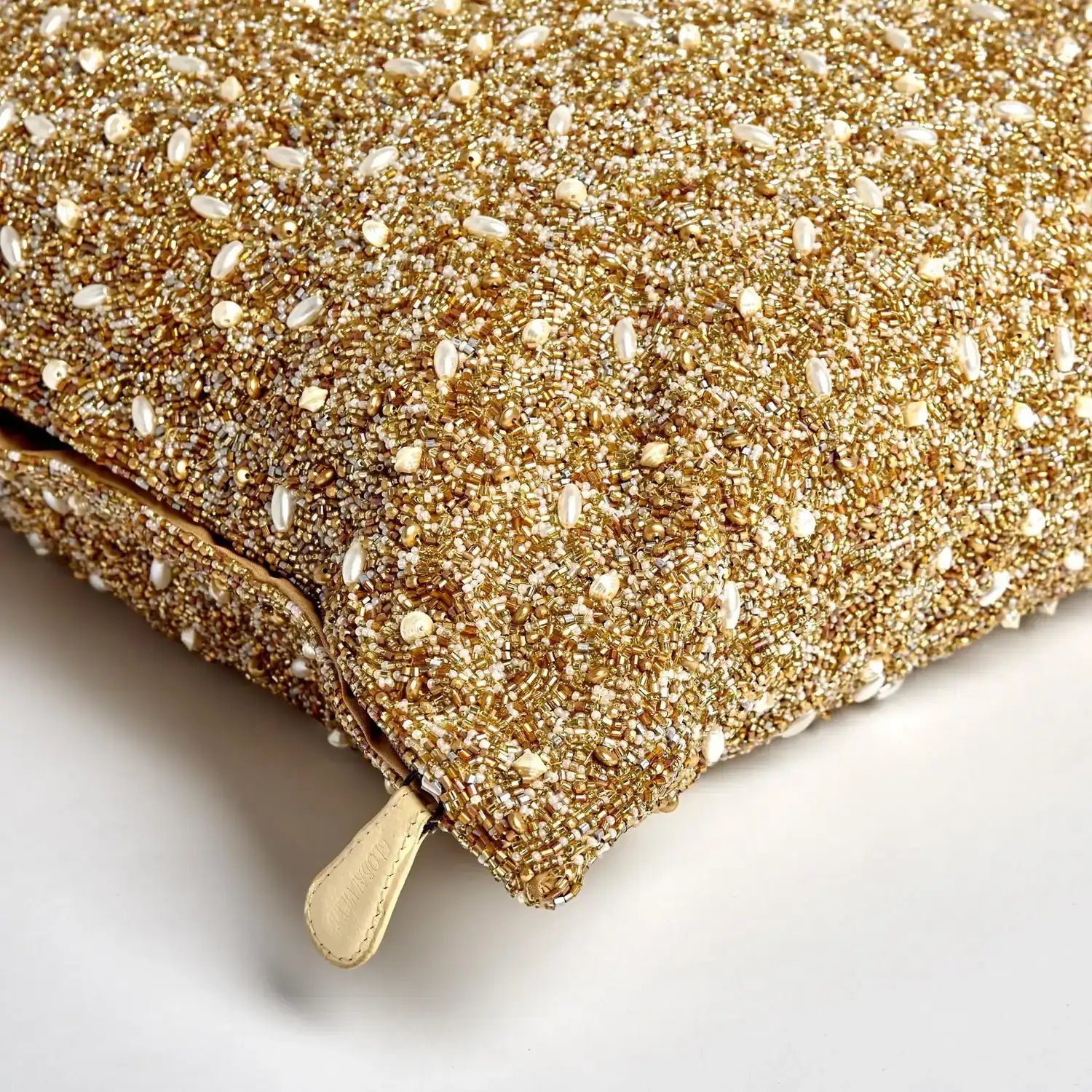 GLOBAL VIEWS GOLDEN BEADED PILLOW - Decorative Accents