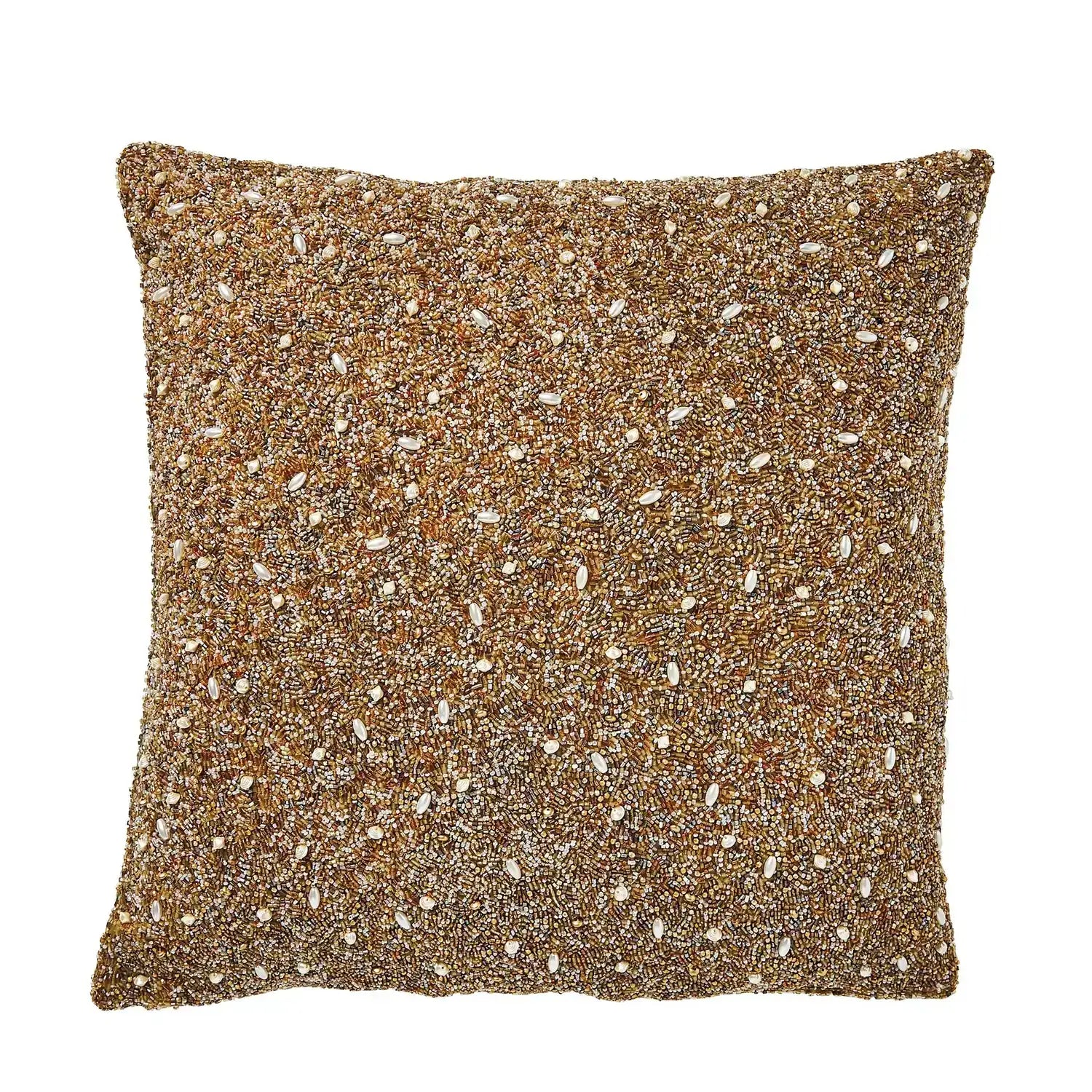 GLOBAL VIEWS GOLDEN BEADED PILLOW - Decorative Accents
