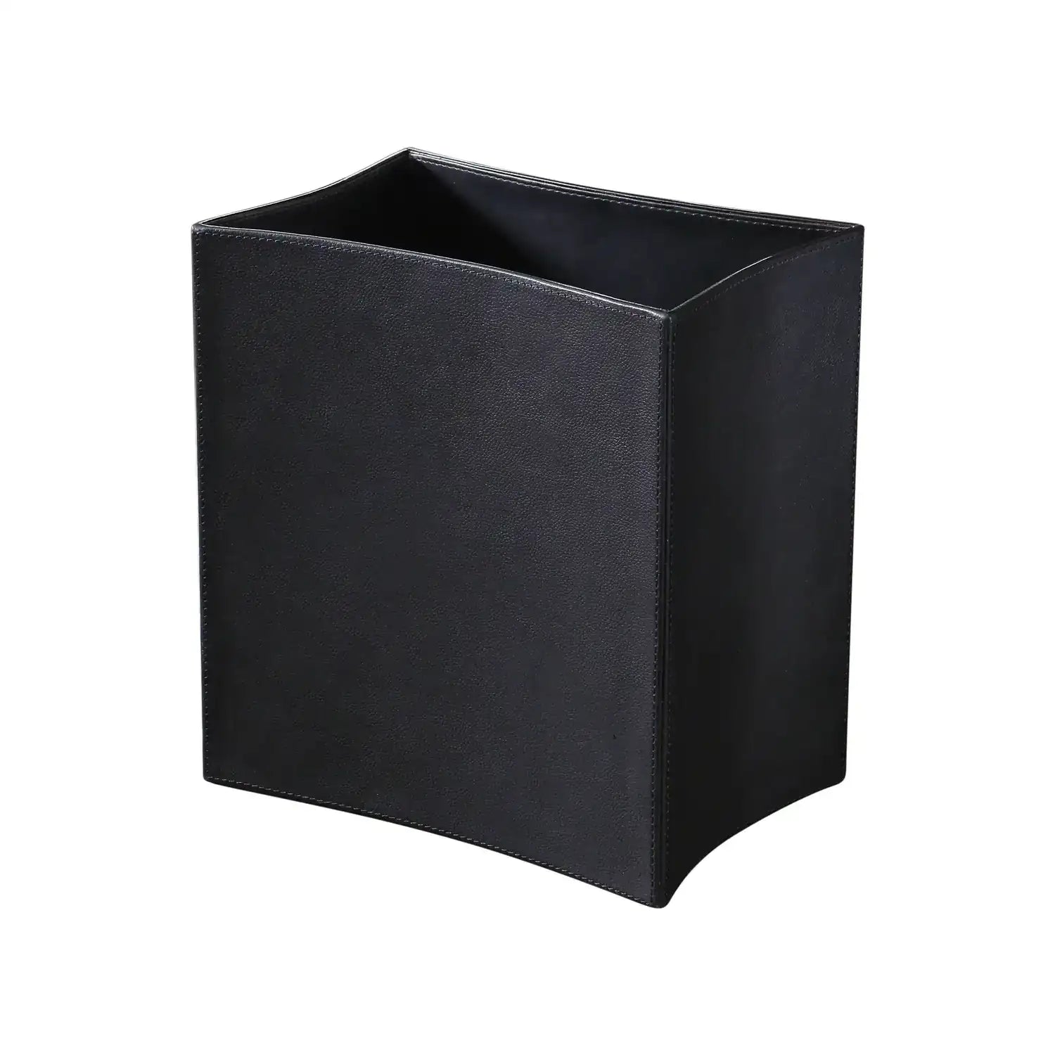 GLOBAL VIEWS FOLDED LEATHER WASTEBASKET - Decorative Accents