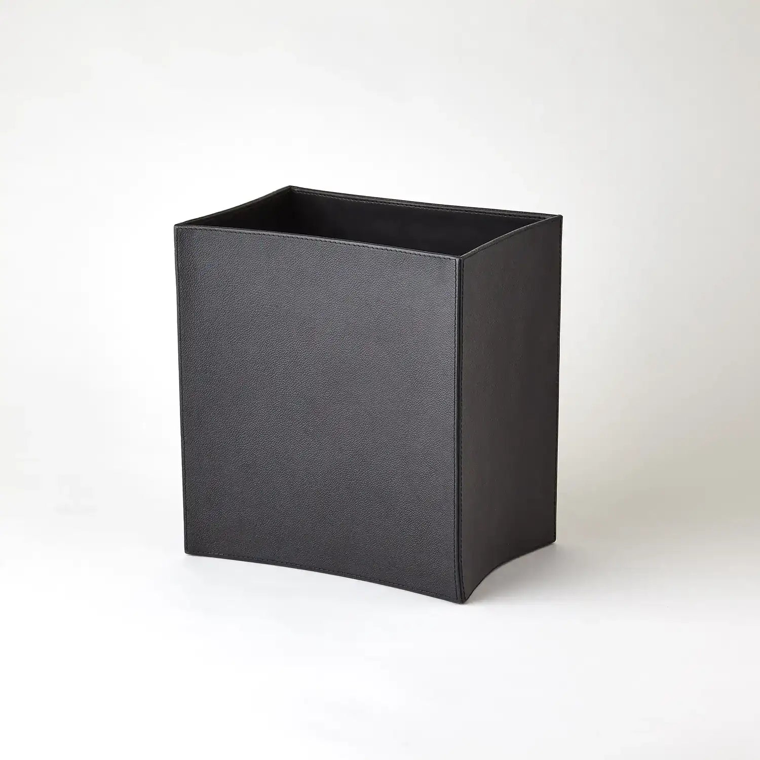 GLOBAL VIEWS FOLDED LEATHER WASTEBASKET - Decorative Accents