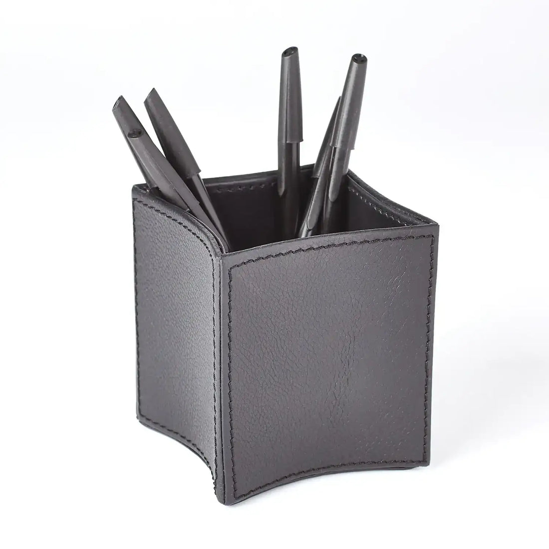 GLOBAL VIEWS FOLDED LEATHER PENCIL CUP - Decorative Accents