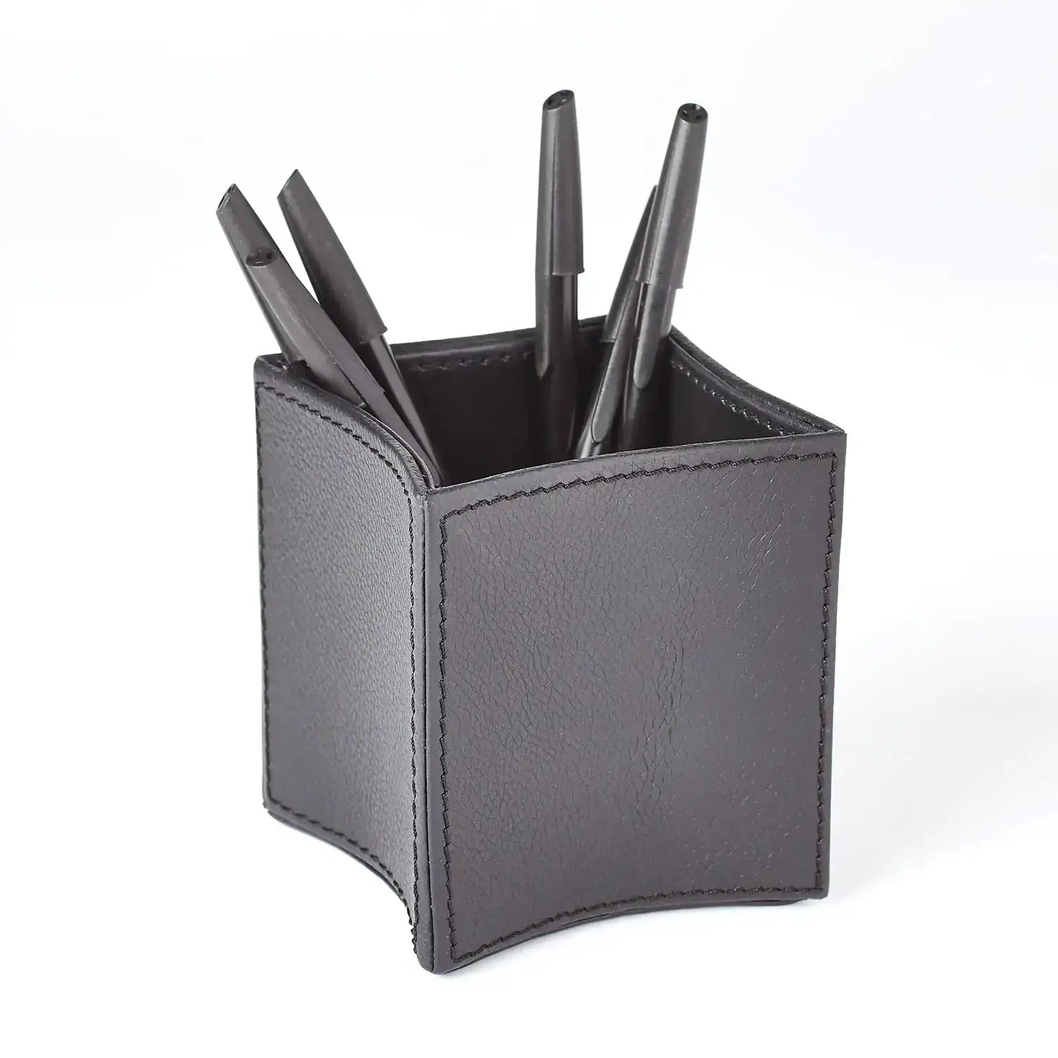 GLOBAL VIEWS FOLDED LEATHER PENCIL CUP - Decorative Accents